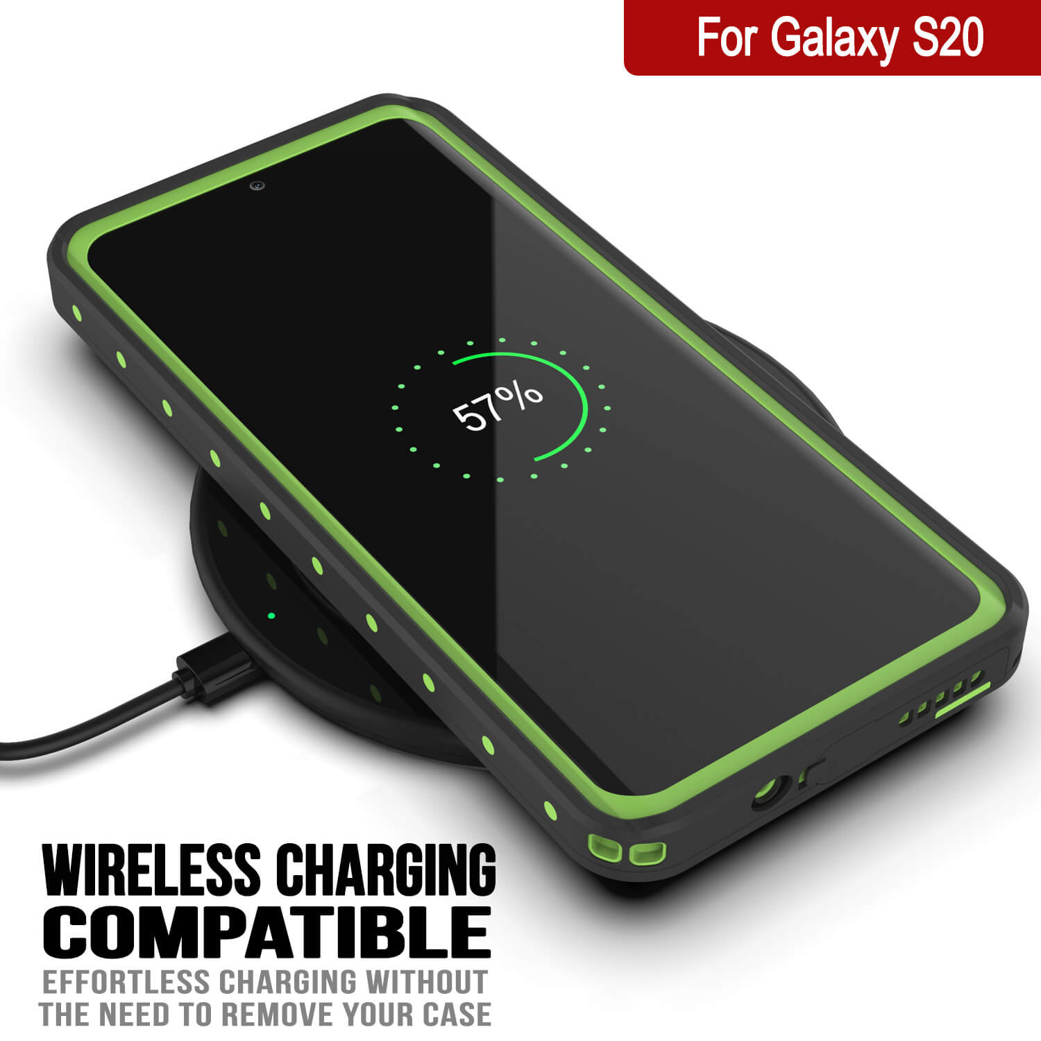 Capa à prova d'água para Galaxy S20 PunkCase StudStar Light Green Fina 6.6ft à prova de choque IP68 subaquática