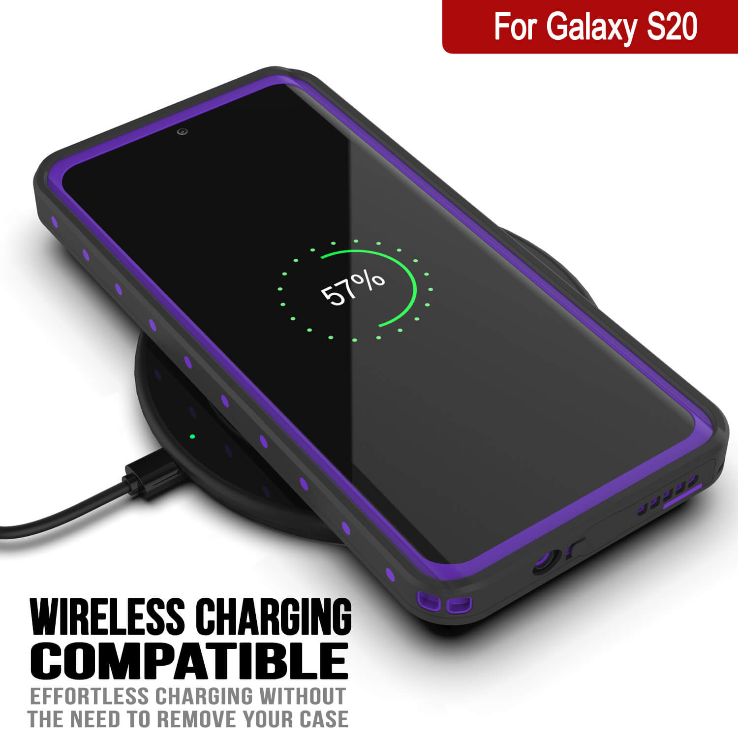 Capa à prova d'água Galaxy S20 PunkCase StudStar Purple Thin 6.6ft Subaquático IP68 Resistente a Choques/Neve