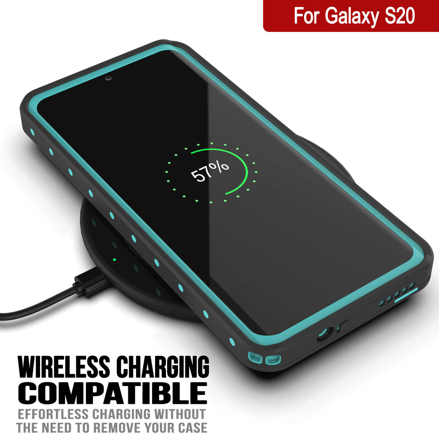 Capa à Prova d'Água Galaxy S20 PunkCase StudStar Teal Fina 6.6ft Subaquática IP68 à Prova de Choque/Neve