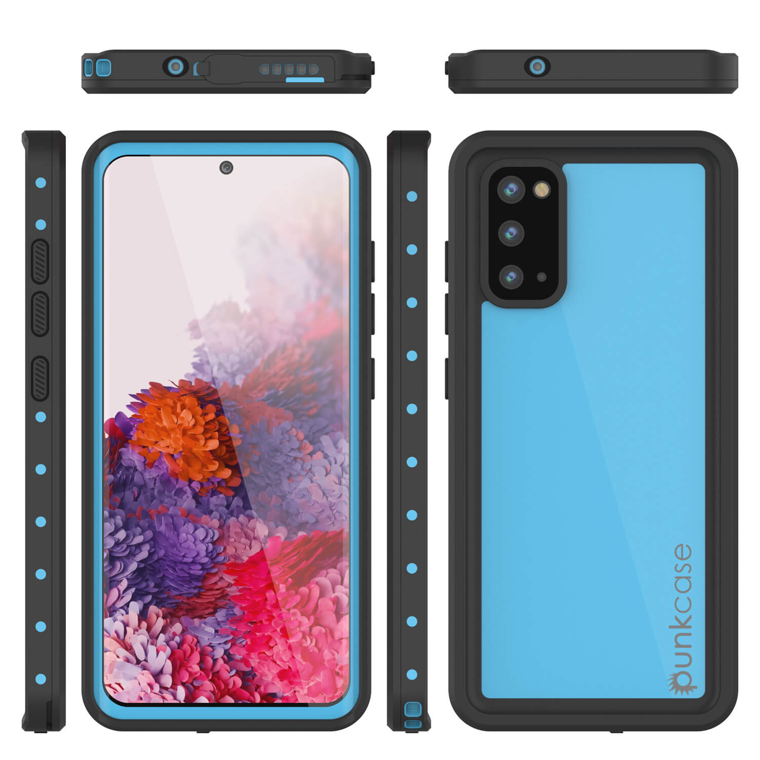 Capa à Prova d'Água PunkCase StudStar para Galaxy S20 Azul Claro Fina 6,6ft Subaquática IP68 Protetora contra Choques