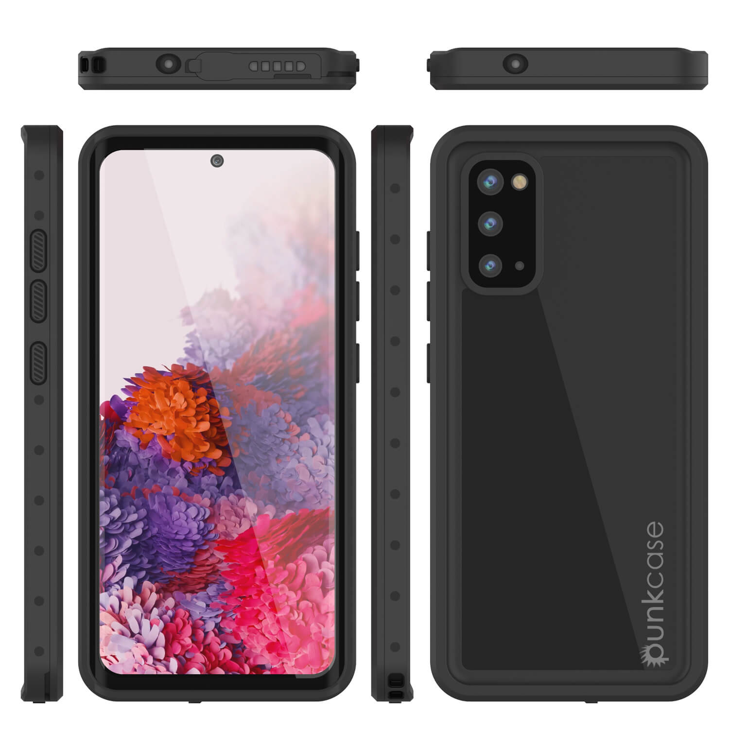 Capa à prova d'água Galaxy S20 PunkCase StudStar preta fina 6.6 pés subaquática IP68 à prova de choque/neve
