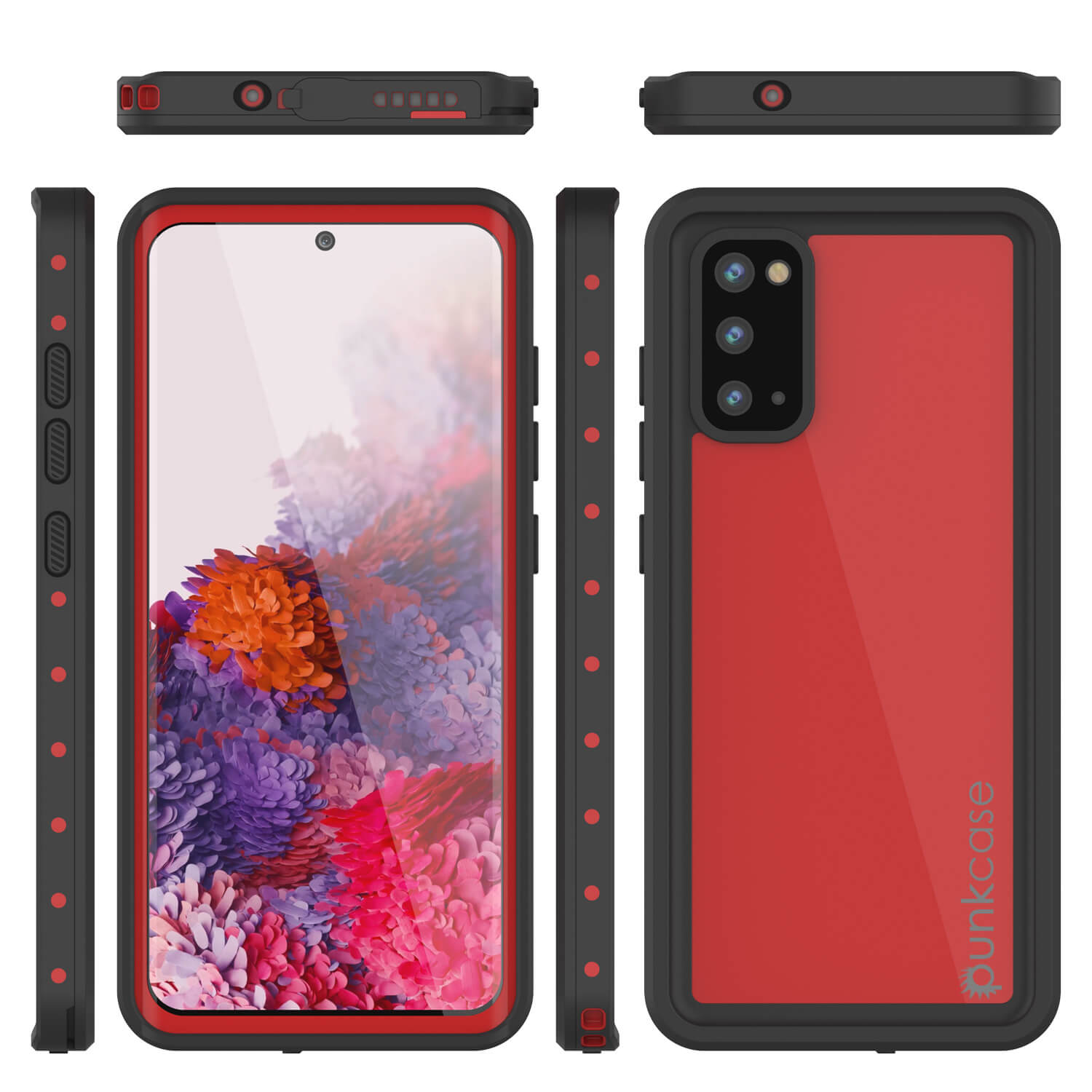 Capa à prova d'água Galaxy S20 PunkCase StudStar Vermelha Fina 6,6 pés Subaquática IP68 à Prova de Choque/Neve