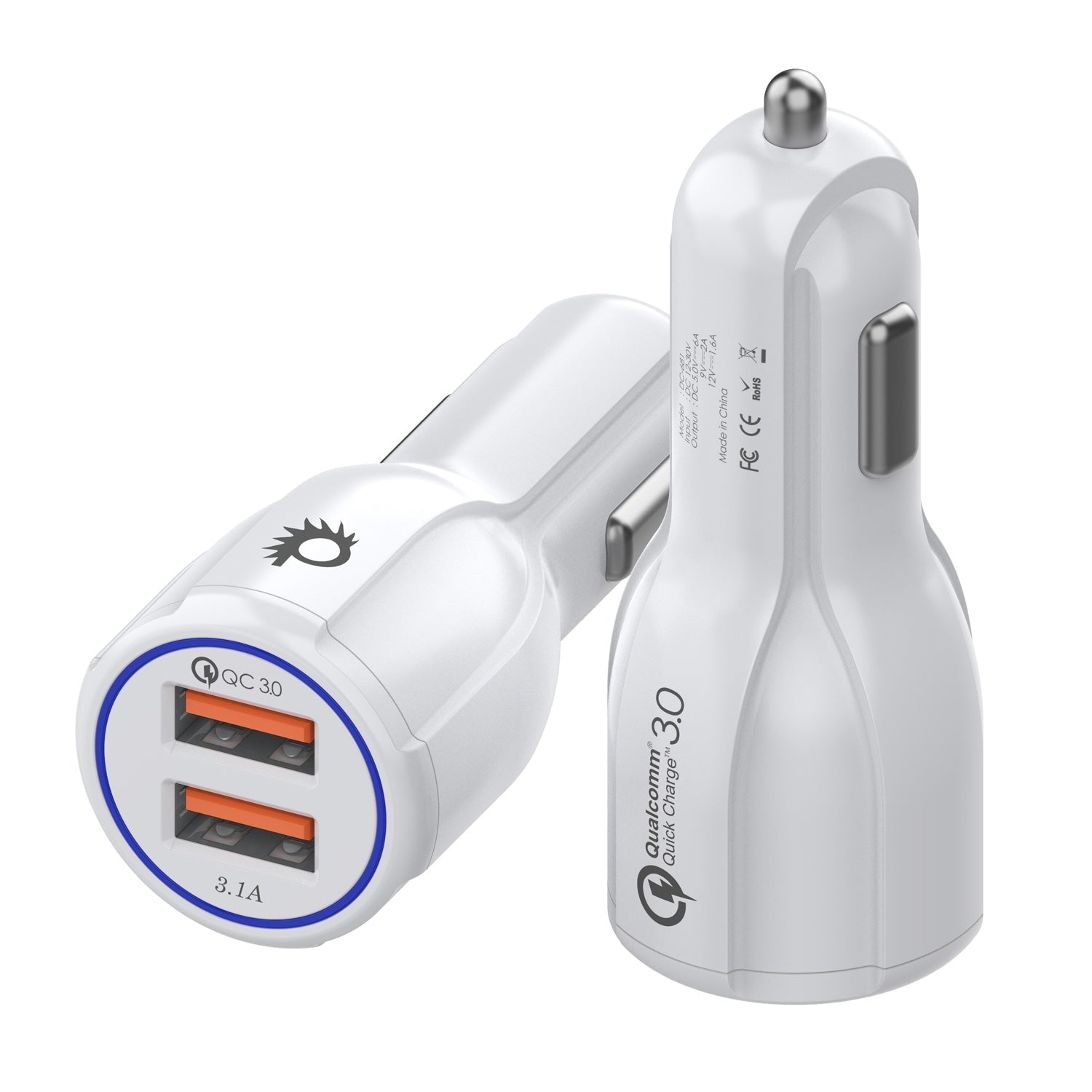 Carregador rápido de parede e carro Ghostek® NRGcharge QuickCharge 2.0 branco de alta velocidade com cabo Micro USB