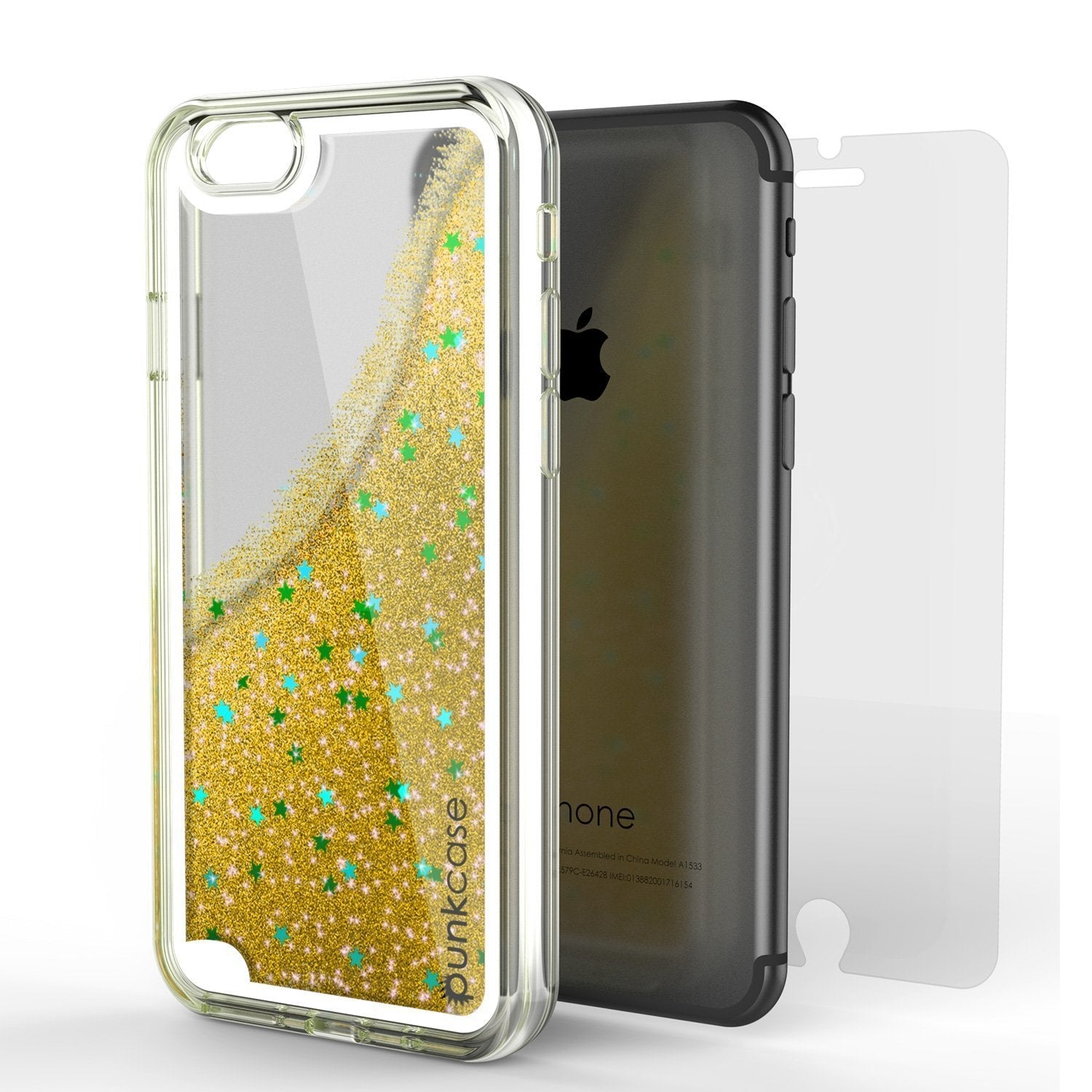 iPhone SE (4.7") Case, PunkCase LIQUID Gold Series, Protective Dual Layer Floating Glitter Cover (Color in image: rose)