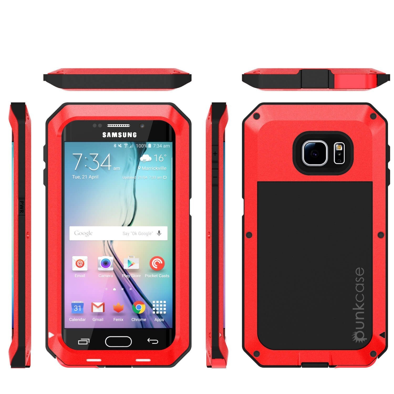 Galaxy S6 EDGE+ Plus  Case, PUNKcase Metallic Red Shockproof  Slim Metal Armor Case (Color in image: gold)