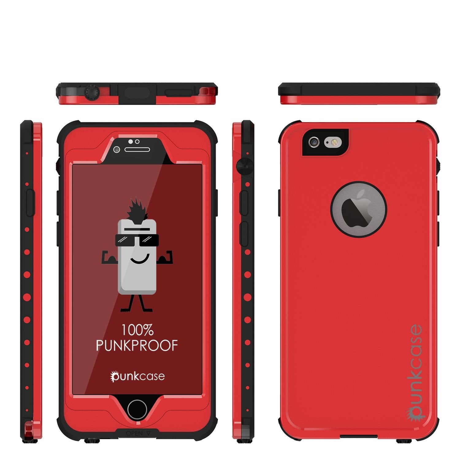 iPhone 6s/6 Waterproof Case, PunkCase StudStar Red w/ Attached Screen Protector | Lifetime Warranty (Color in image: white)