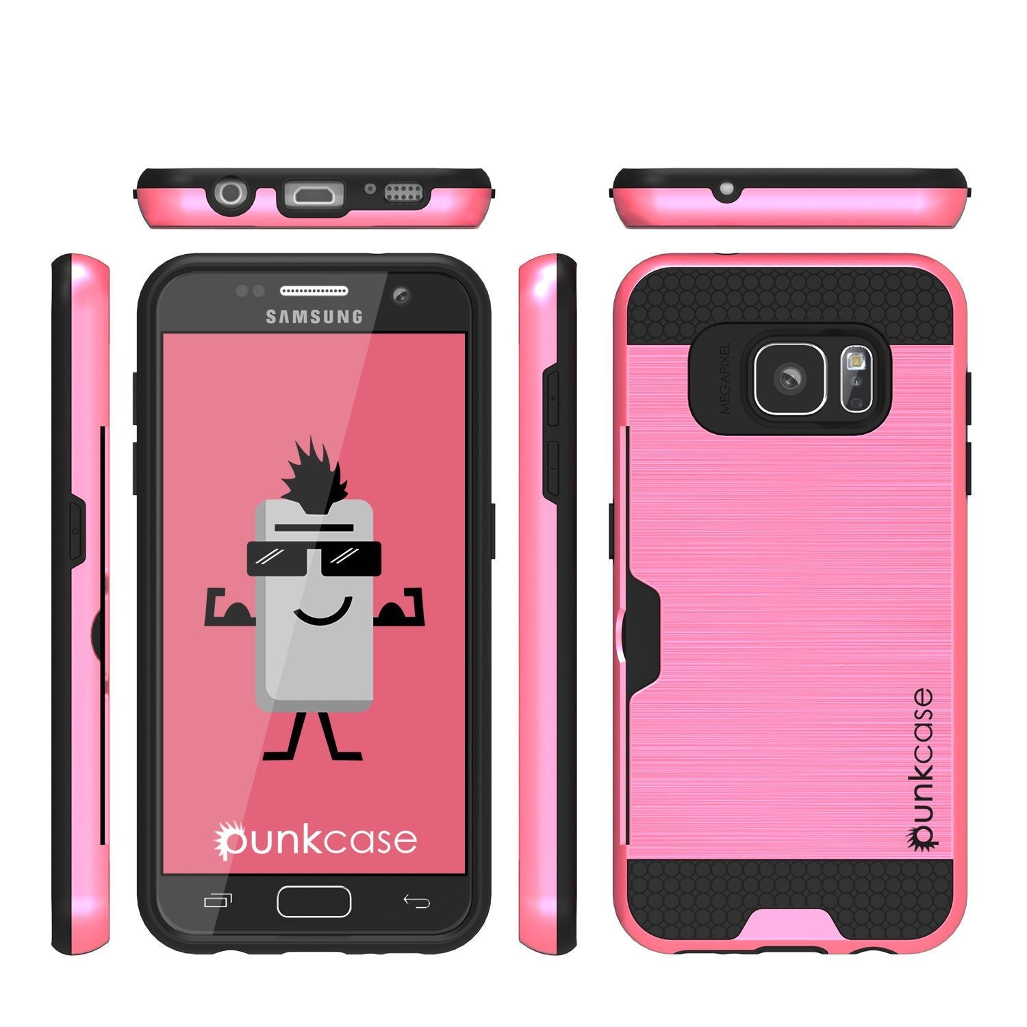 Galaxy s7 EDGE Case PunkCase SLOT Pink Series Slim Armor Soft Cover Case (Color in image: Grey)
