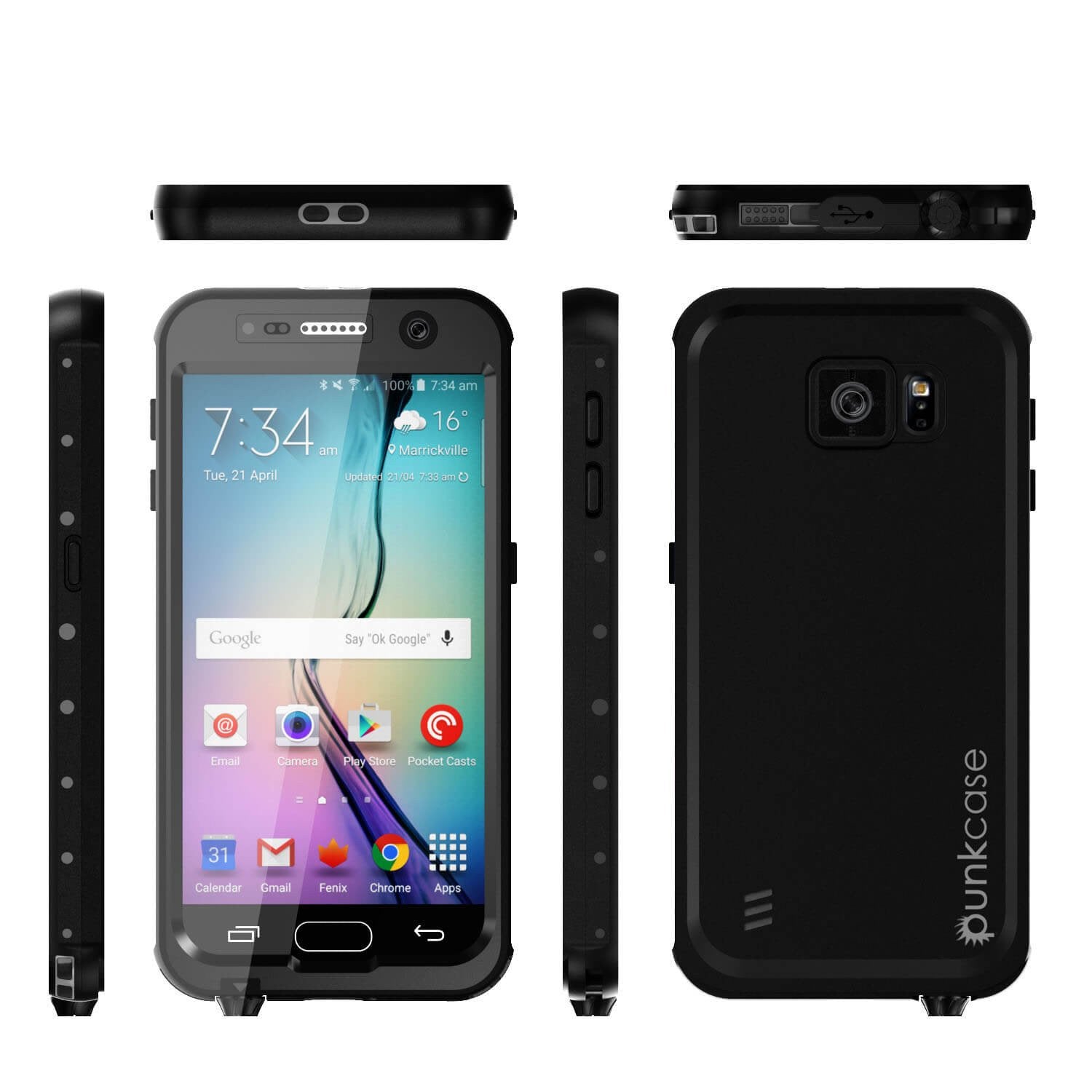 Galaxy S6 Waterproof Case PunkCase StudStar Black Thin 6.6ft Underwater IP68 Shock/Dirt/Snow Proof (Color in image: teal)