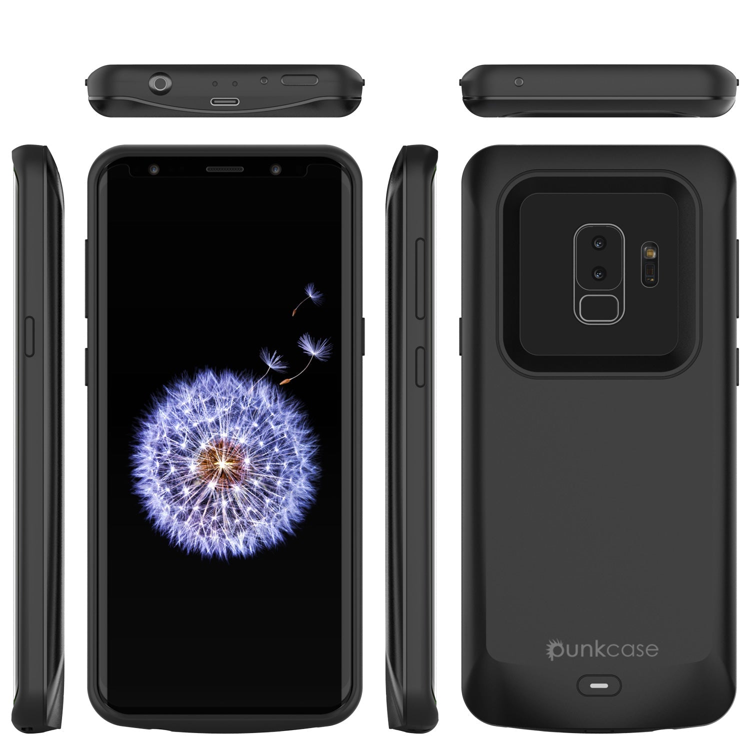 Galaxy S9 PLUS Battery Case, PunkJuice 5000mAH Fast Charging Power Bank W/ Screen Protector | Integrated USB Port | IntelSwitch | Slim, Secure and Reliable | Suitable for Samsung Galaxy S9+ [Black] (Color in image: Gold)