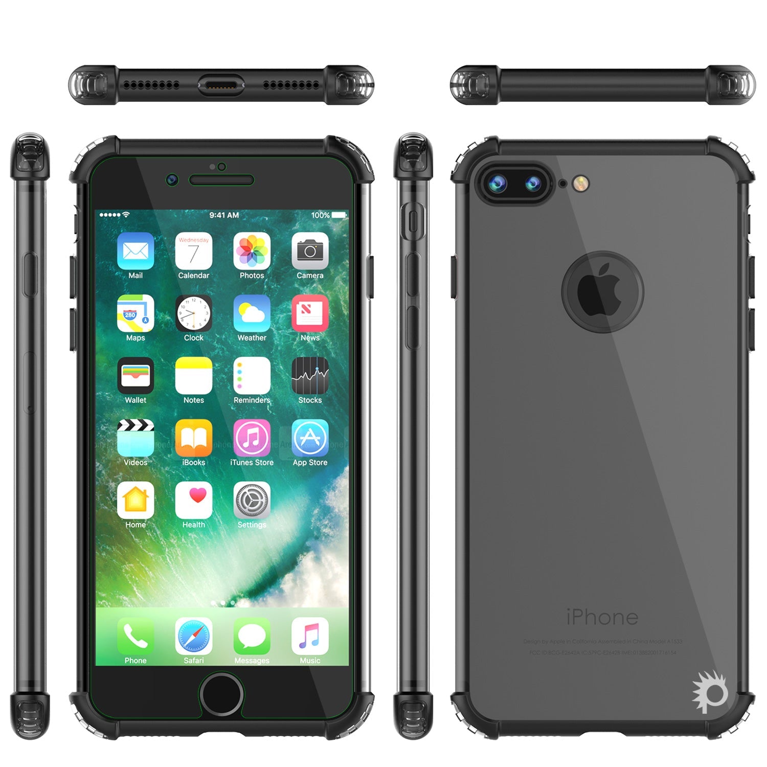 iPhone 7 PLUS Case, Punkcase [BLAZE SERIES] Protective Cover W/ PunkShield Screen Protector [Shockproof] [Slim Fit] for Apple iPhone 7 PLUS [Black] (Color in image: Gold)