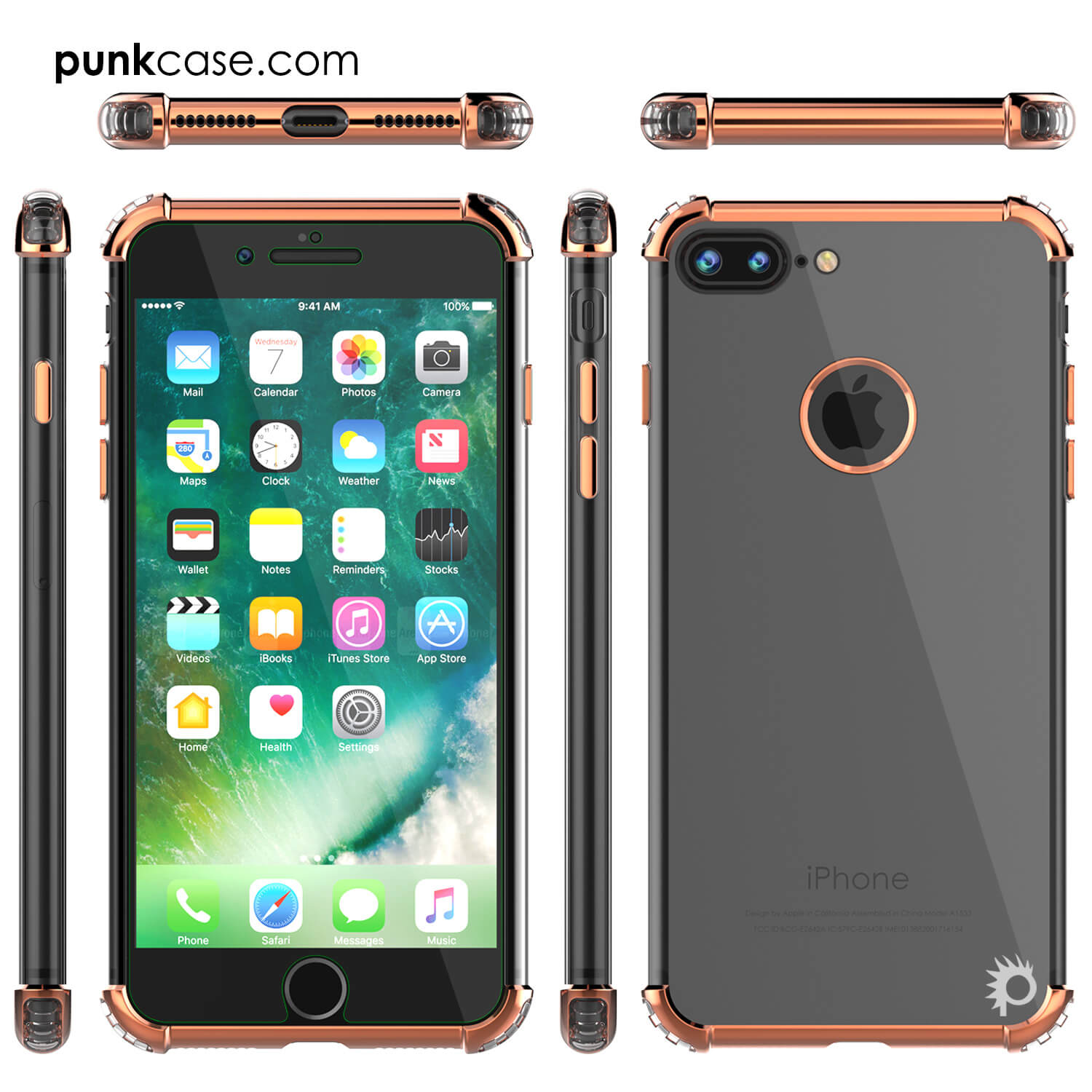 Capa iPhone 7 PLUS, Punkcase [SÉRIE BLAZE] Cobertura Protetora com Protetor de Tela PunkShield [À Prova de Choque] [Ajuste Slim] para Apple iPhone 7 PLUS [RoseGold]