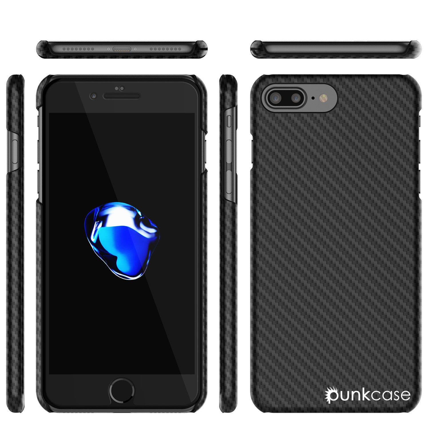 iPhone 8+ Plus Case - Punkcase CarbonShield Jet Black