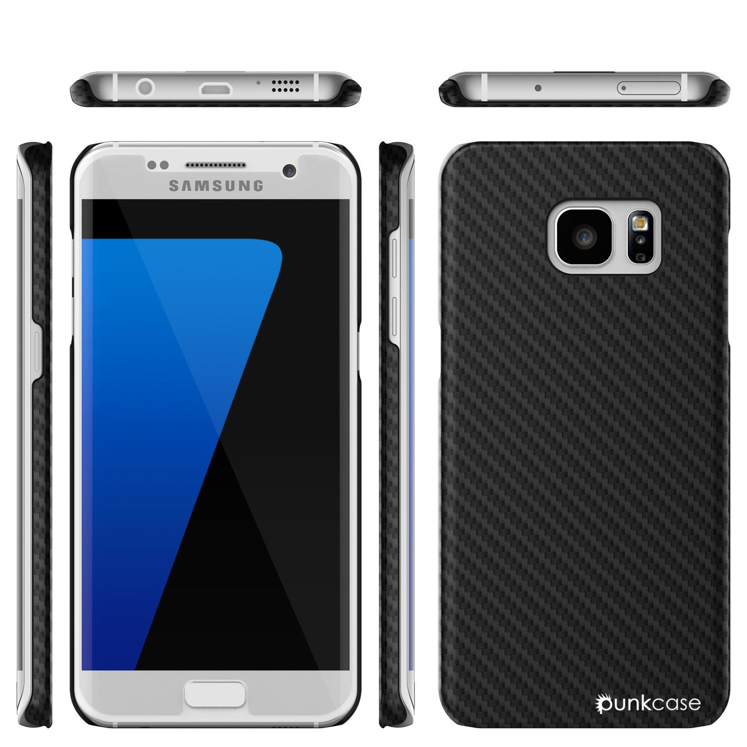 Capa Galaxy S7 Edge, PunkCase CarbonShield, Preto Jet