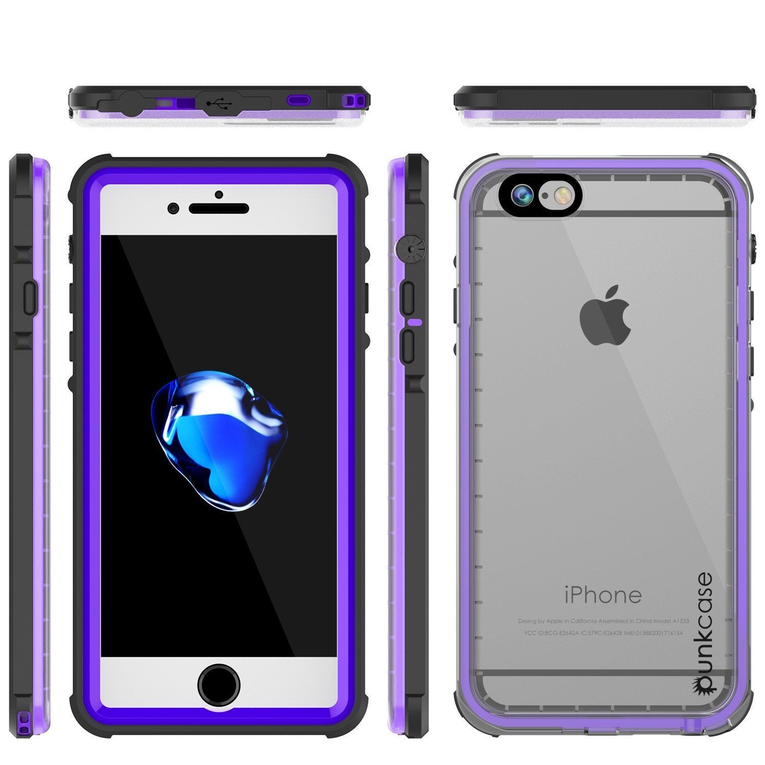 Capa à prova d'água para Apple iPhone SE (4.7"), PUNKcase CRYSTAL Roxo com Protetor de Tela Anexado | Garantia