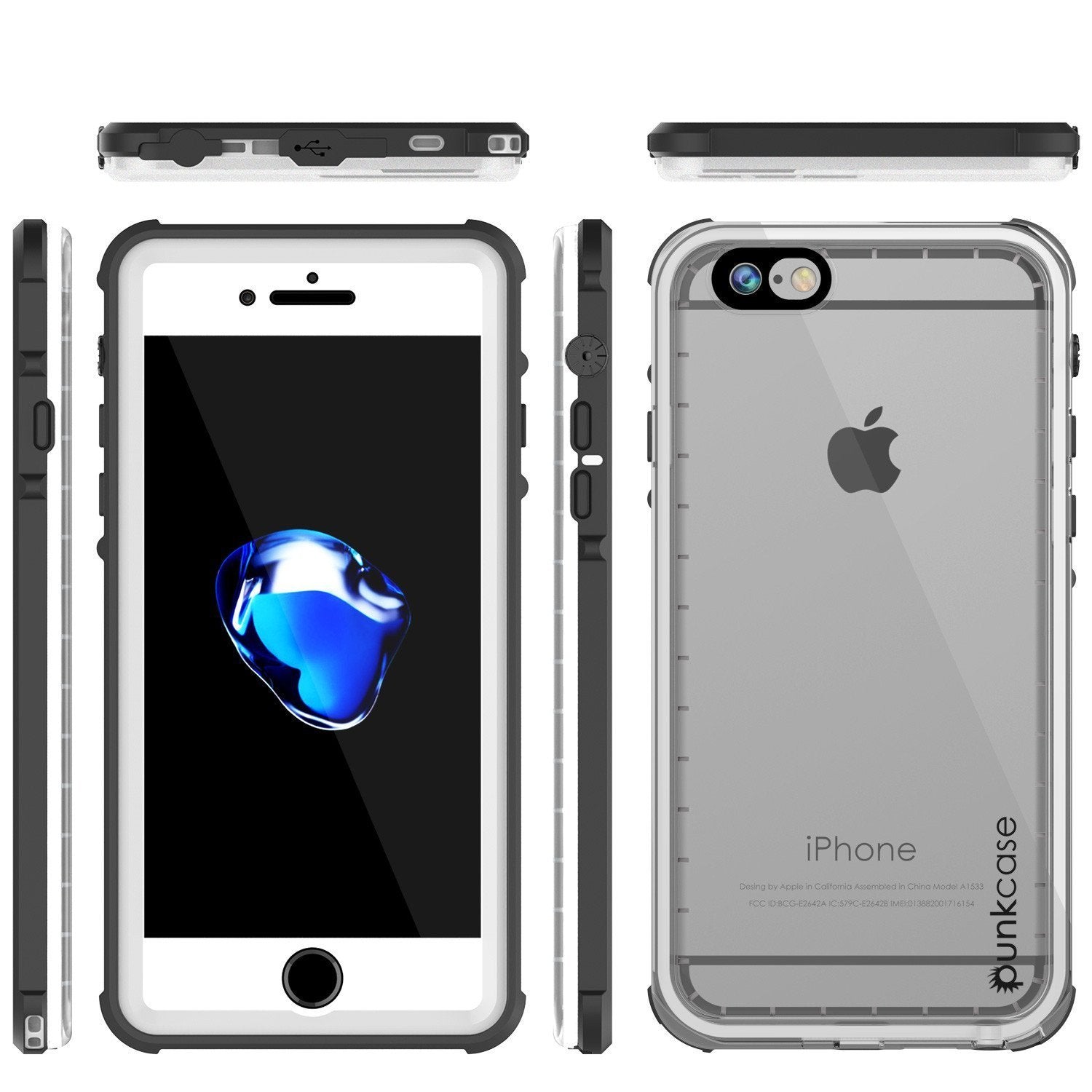 Capa à prova d'água para Apple iPhone SE (4.7"), PUNKcase CRYSTAL Branco com Protetor de Tela Anexado | Garantia