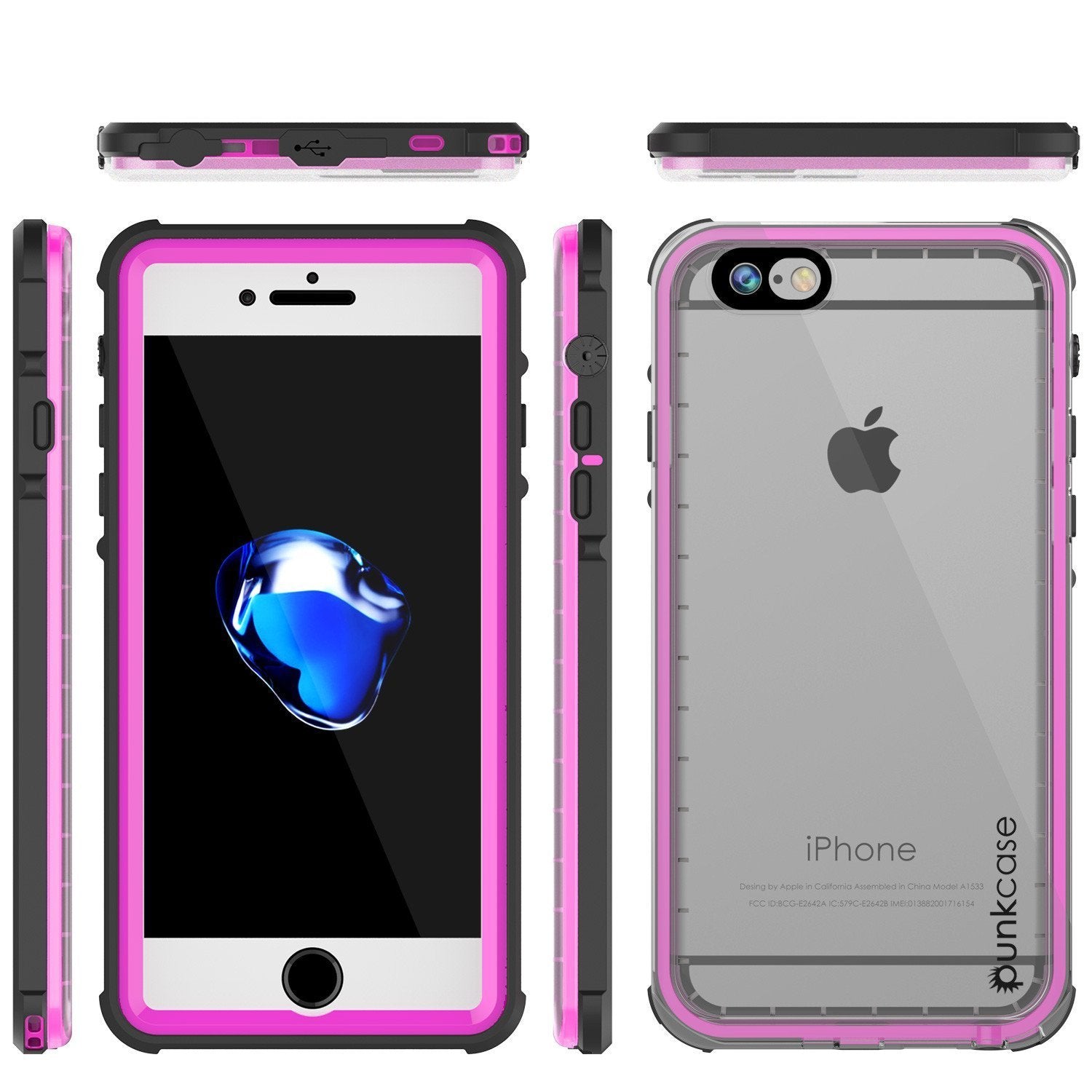 Capa à prova d'água para Apple iPhone 8, PUNKcase CRYSTAL rosa com protetor de tela integrado | Garantia