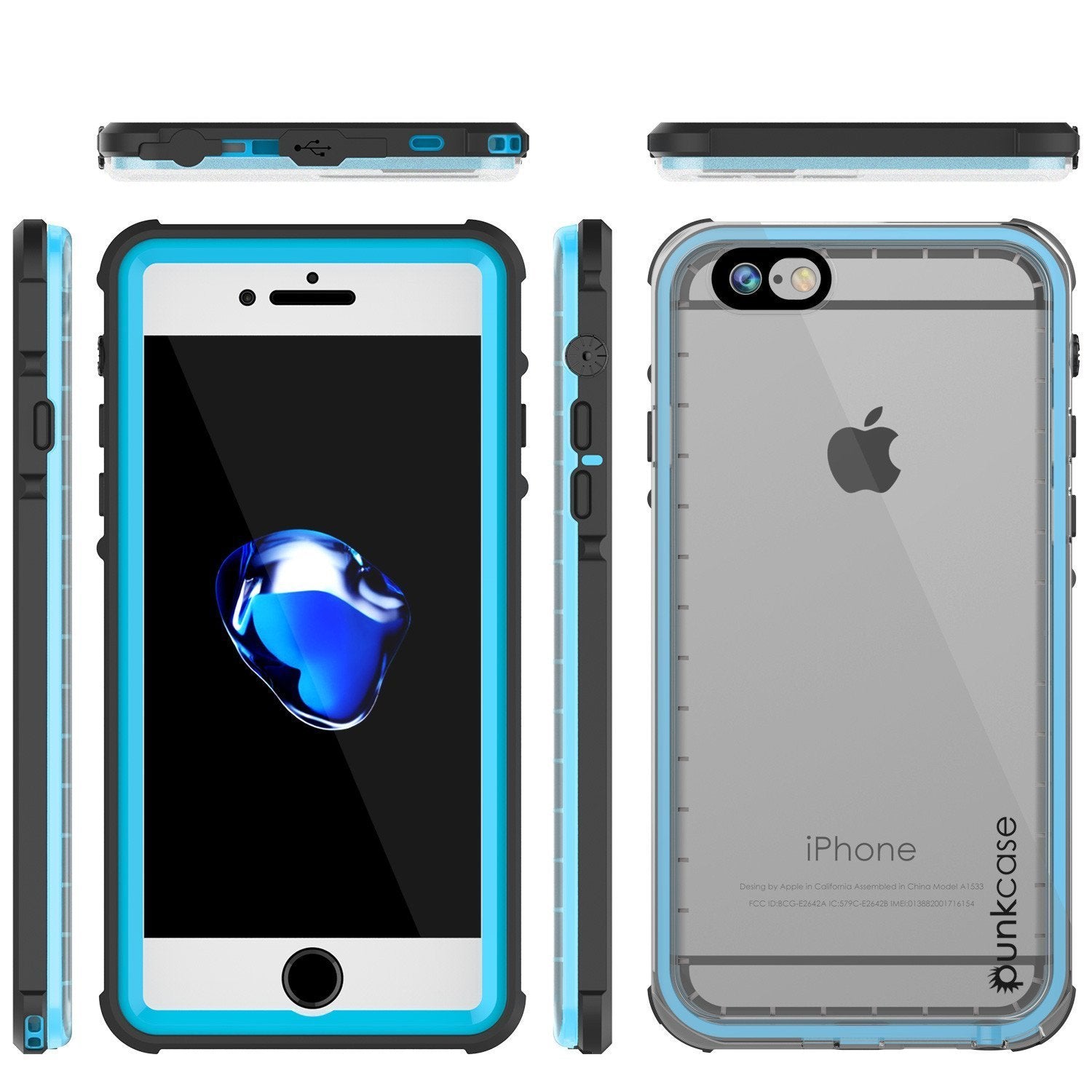 Capa à prova d'água para iPhone SE (4.7"), PUNKcase CRYSTAL Light Blue com protetor de tela acoplado | Garantia