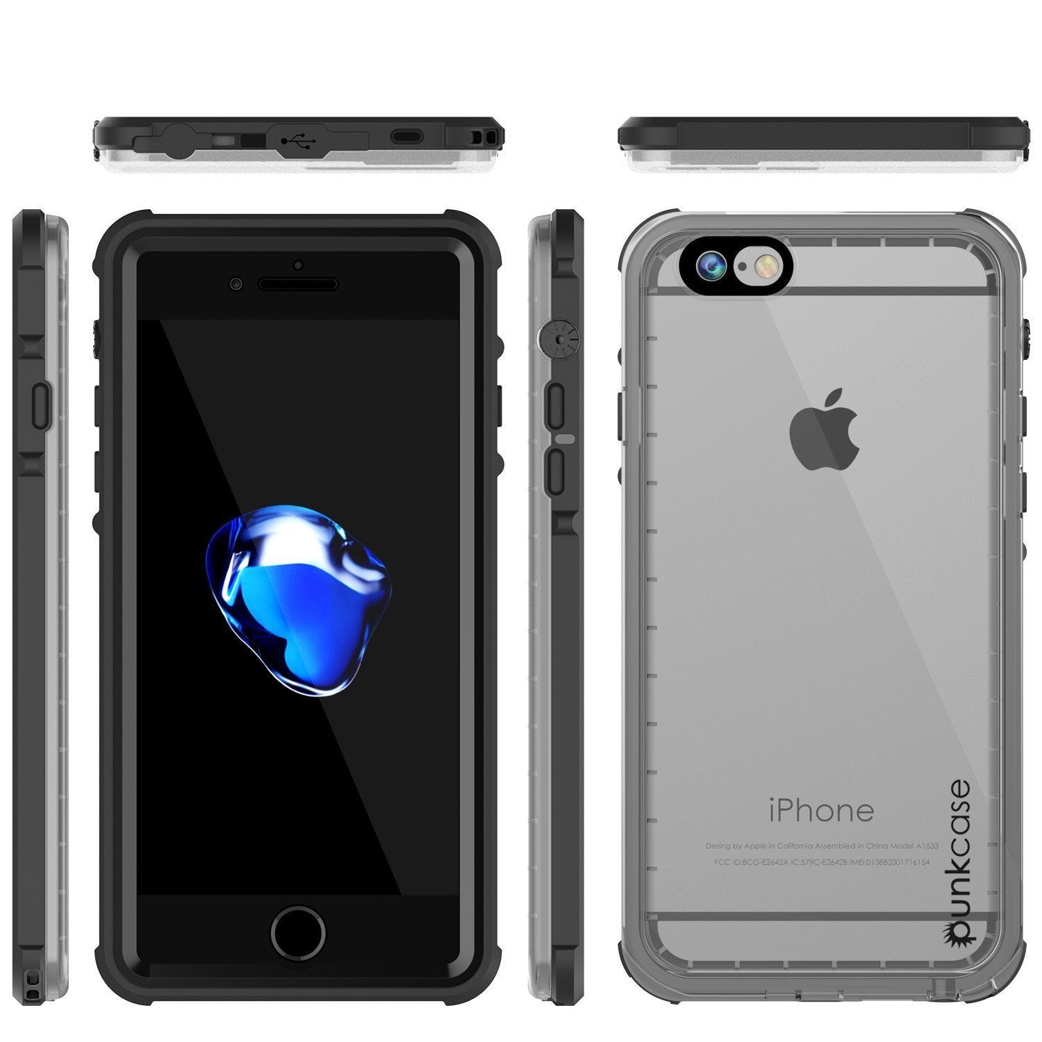 Capa à prova d'água para Apple iPhone 8, PUNKcase CRYSTAL Preto com Protetor de Tela Integrado | Garantia