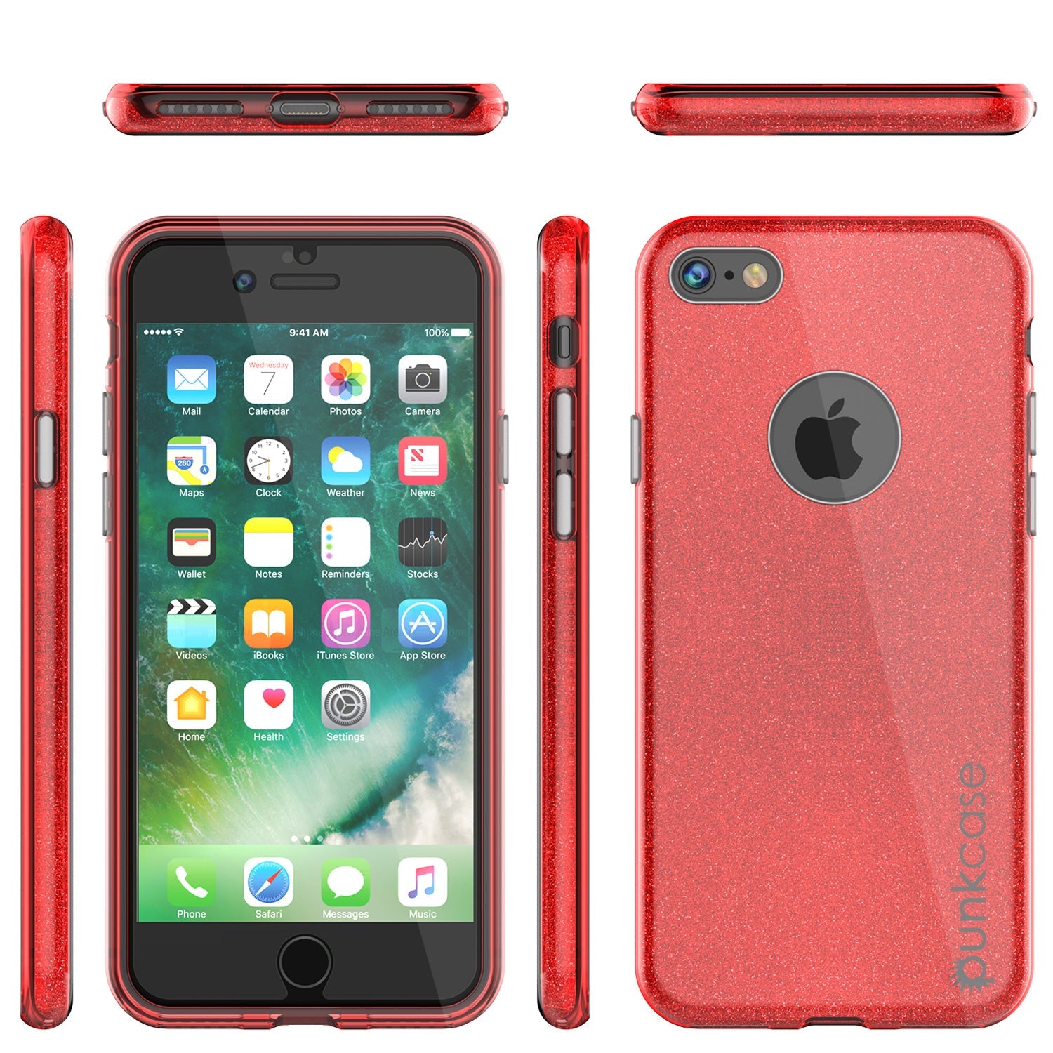 iPhone 8 Case, Punkcase Galactic 2.0 Series Ultra Slim Protective Armor TPU Cover [Red] (Color in image: black/grey)