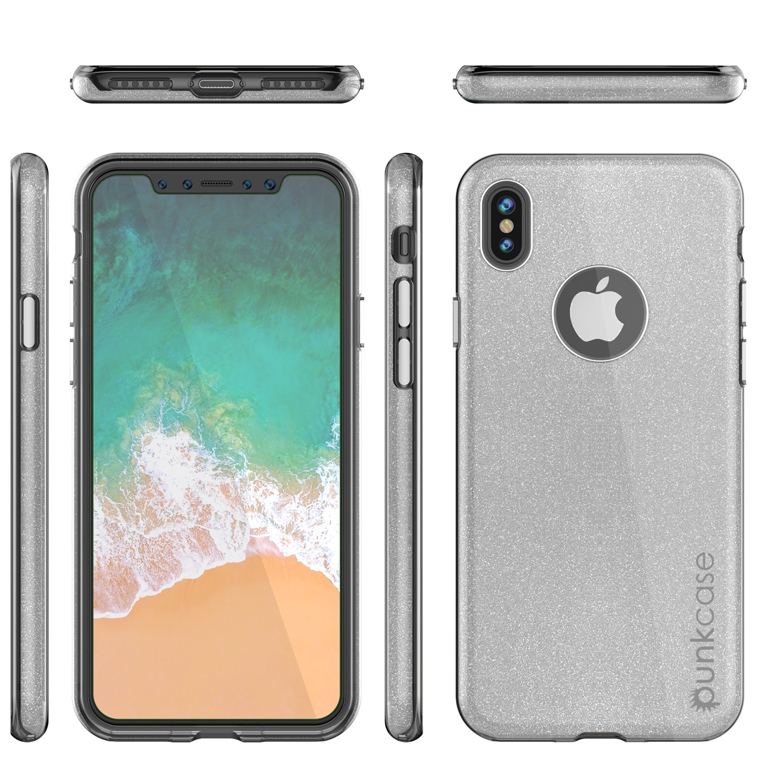 iPhone X Case, Punkcase Galactic 2.0 Series Ultra Slim w/ Tempered Glass Screen Protector | [Silver] (Color in image: black/grey)