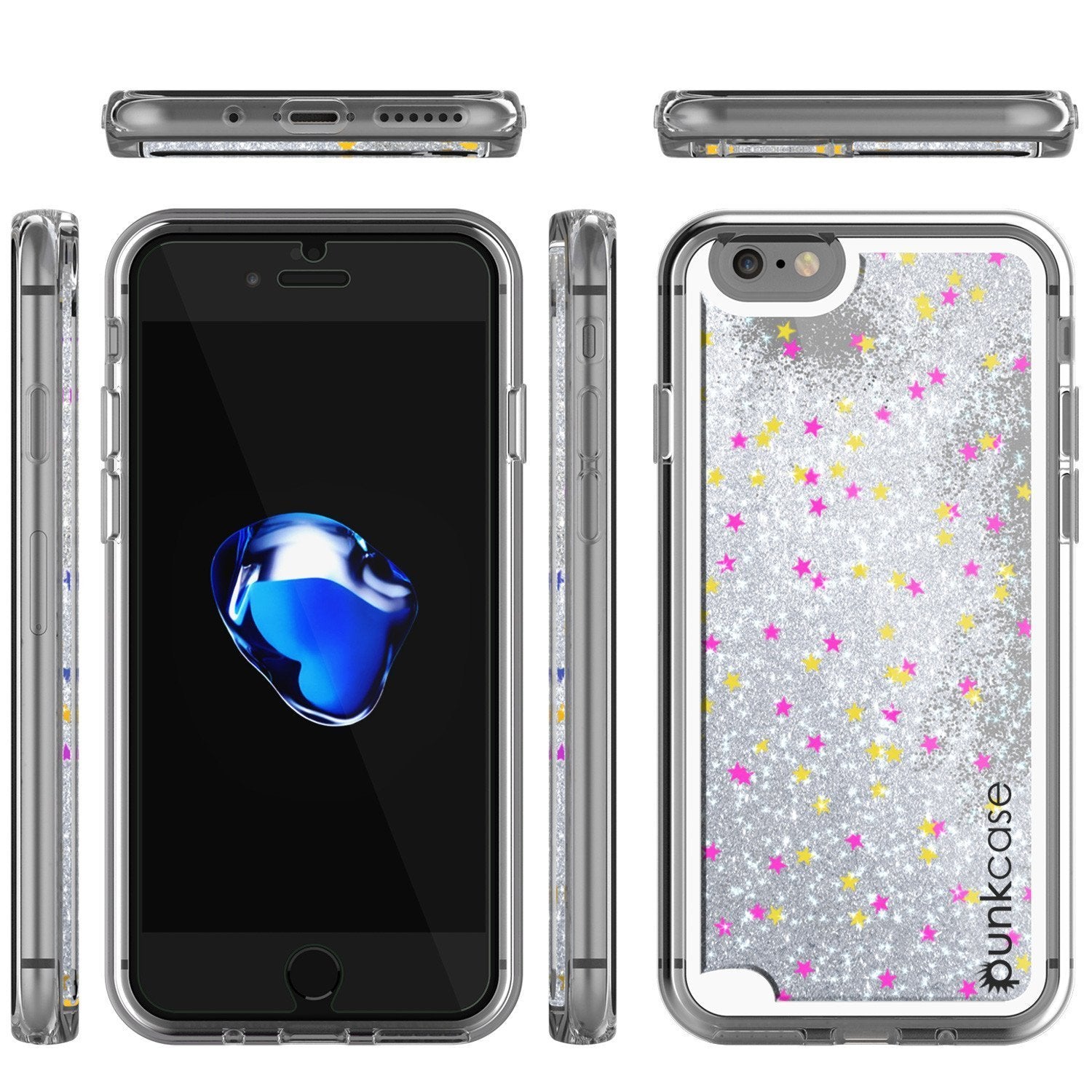 iPhone SE (4.7") Case, PunkCase LIQUID Silver Series, Protective Dual Layer Floating Glitter Cover (Color in image: pink)