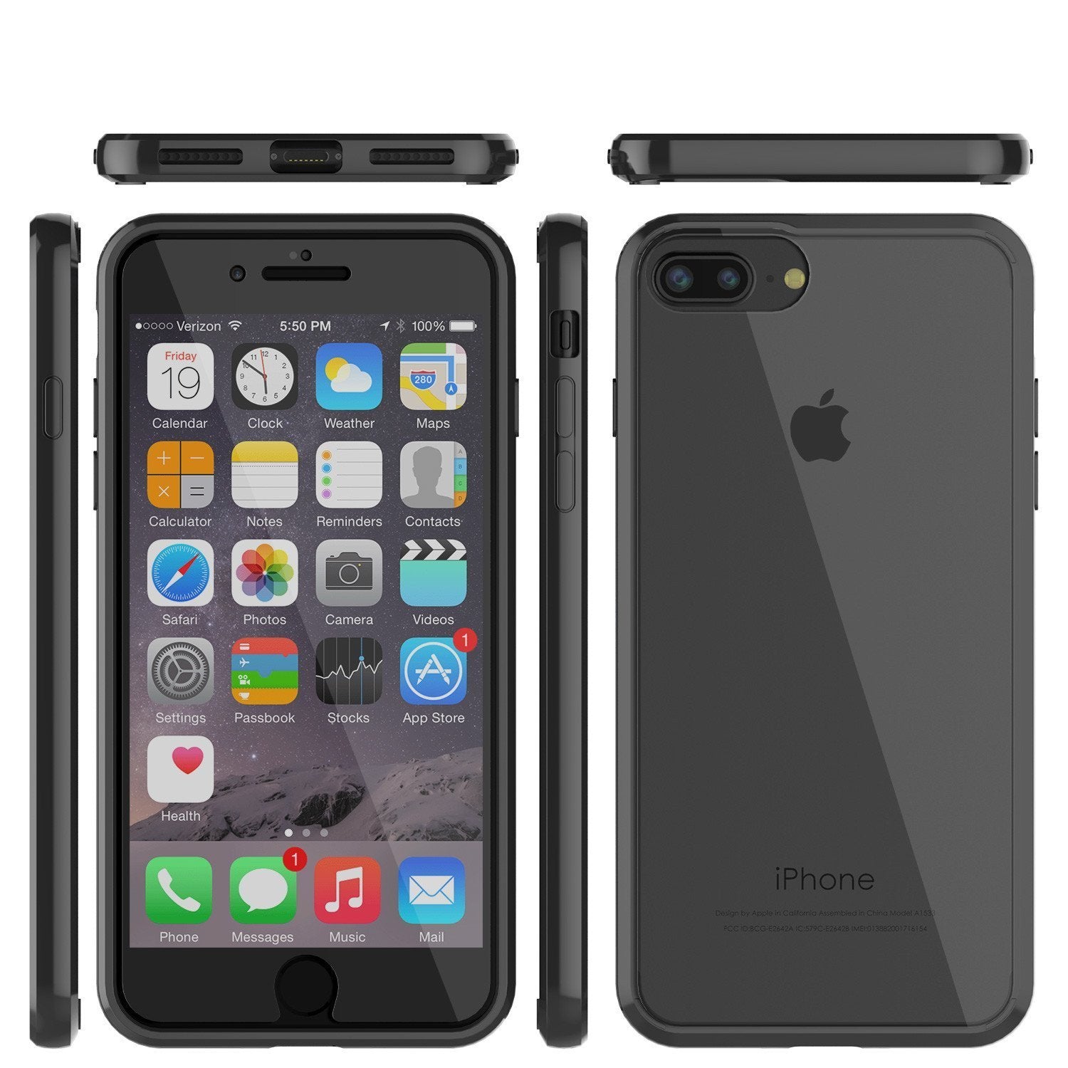 Capinha de Armadura Apple iPhone 8 Punkcase Série Lucid-2.0 de Encaixe Compacto [Preto]