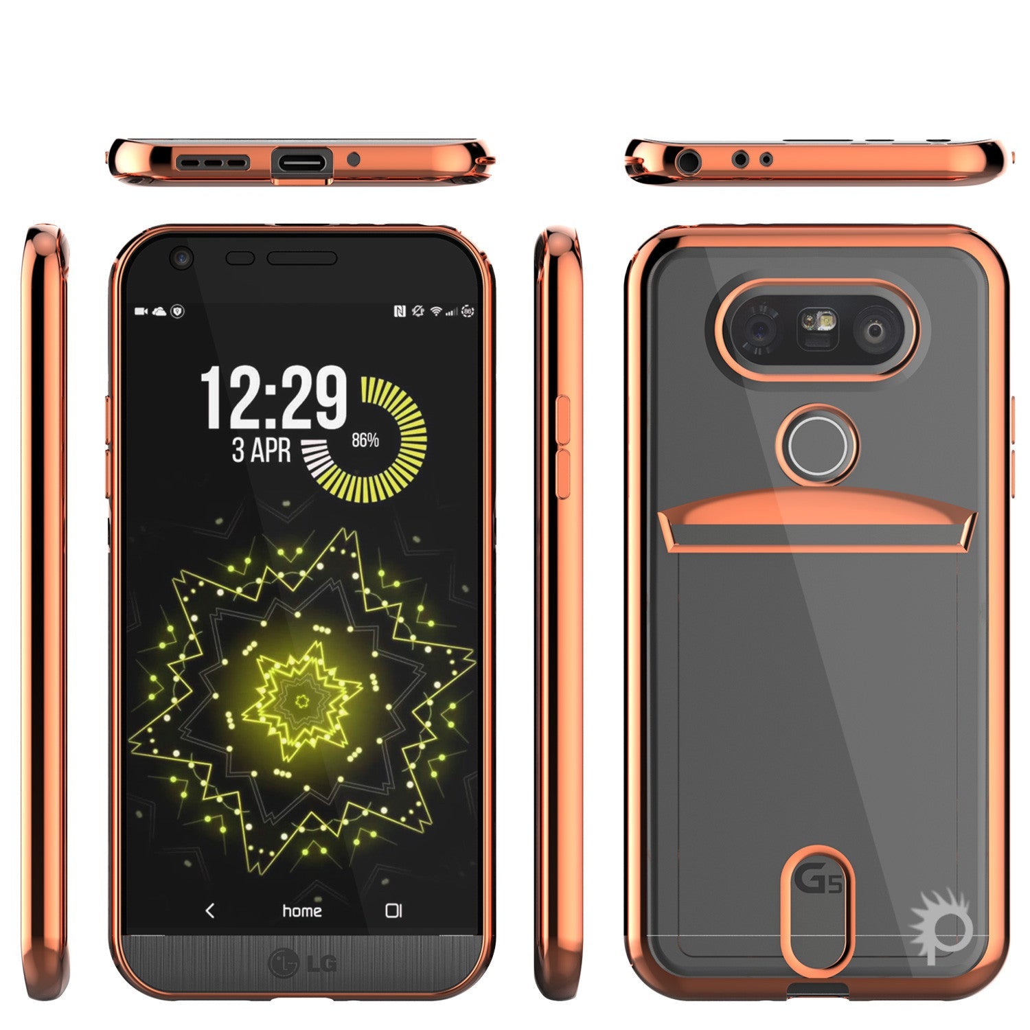 Capa LG G5, Série PUNKCASE® Rose Gold LUCID | Com Slot para Cartão | Protetor de Tela PUNK SHIELD