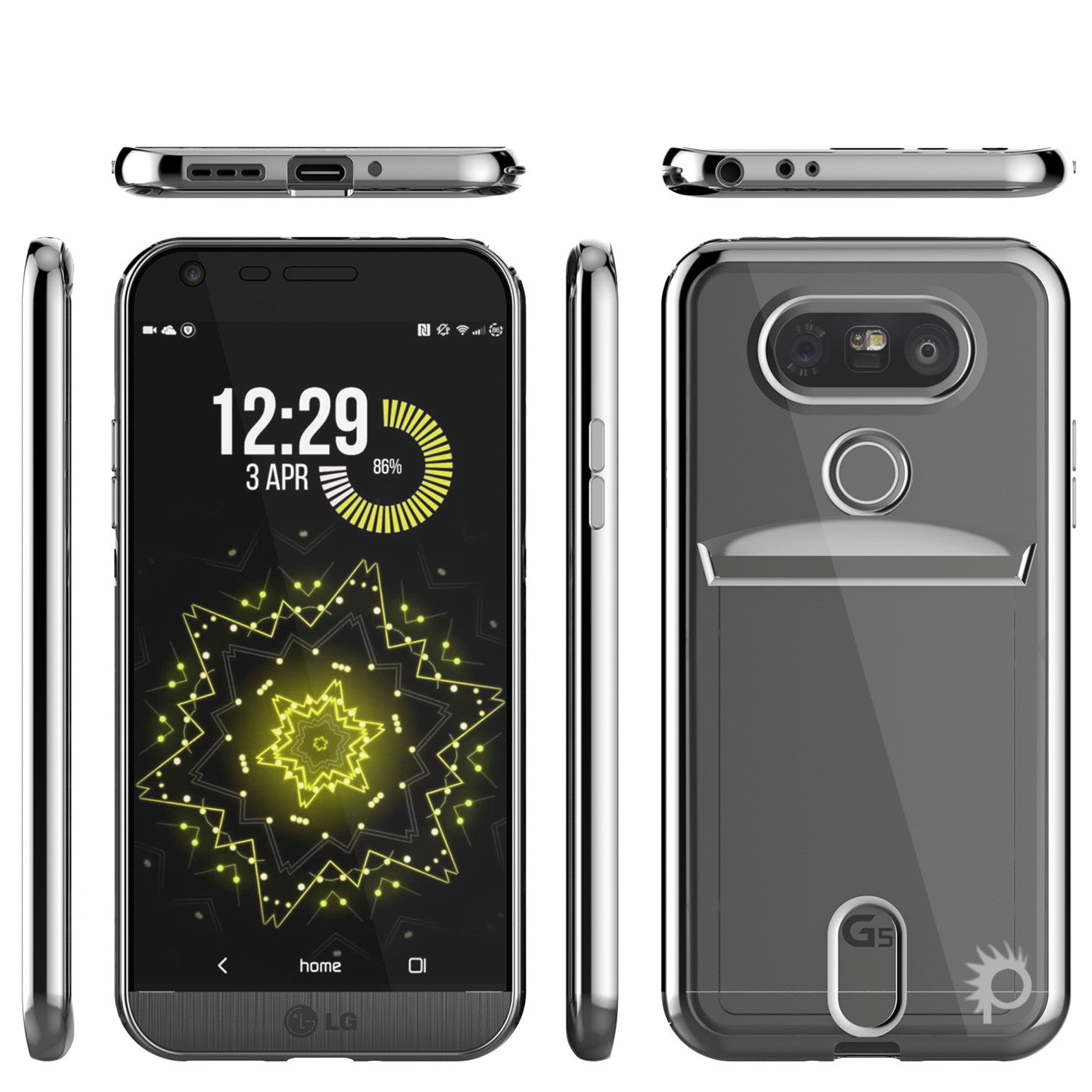 Capa LG G5, Série PUNKCASE® Silver LUCID | Slot para Cartão | Protetor de Tela PUNK SHIELD | Ajuste Ultra