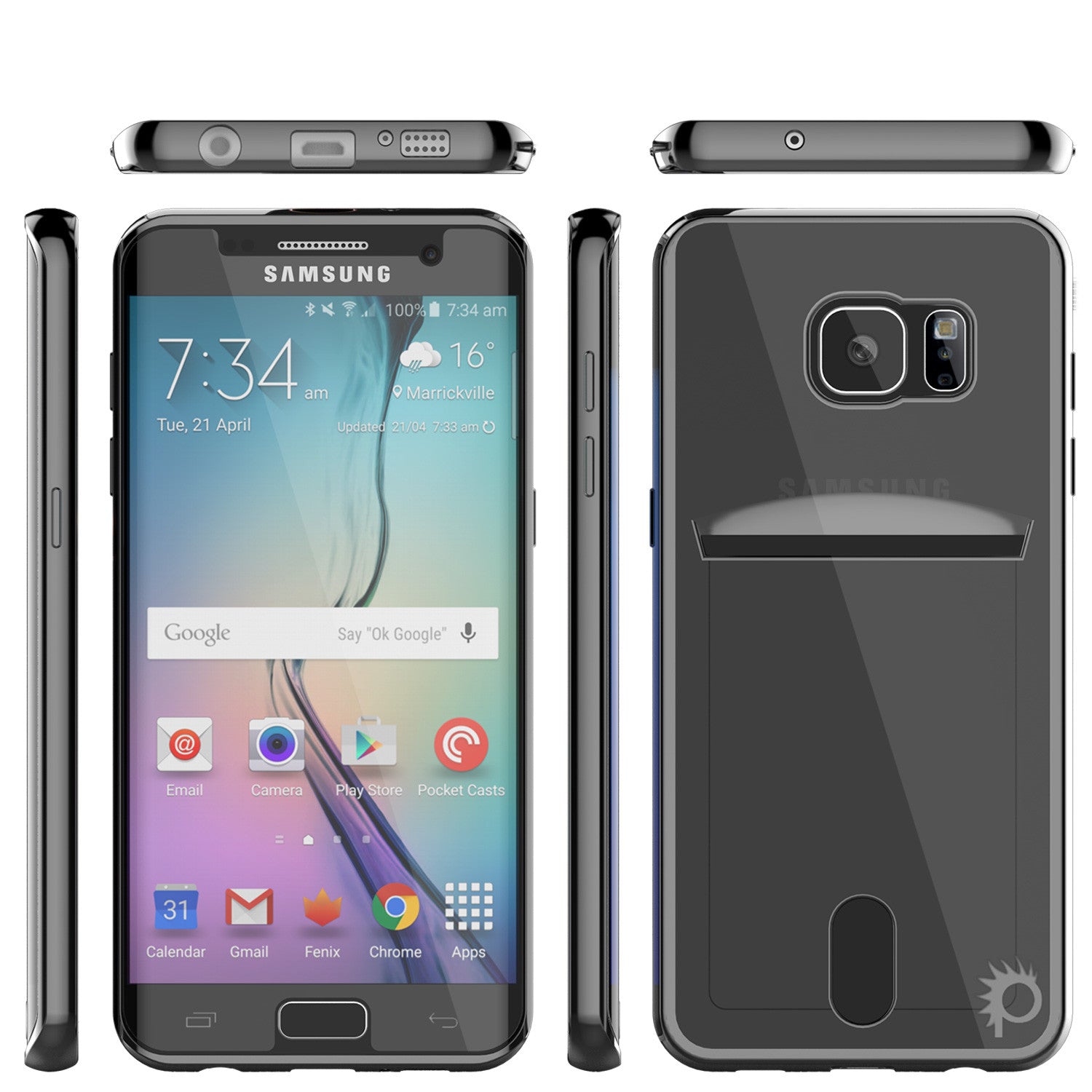 Galaxy S6 EDGE+ Plus Case, PUNKCASE® LUCID Black Series | Card Slot | SHIELD Screen Protector (Color in image: Silver)
