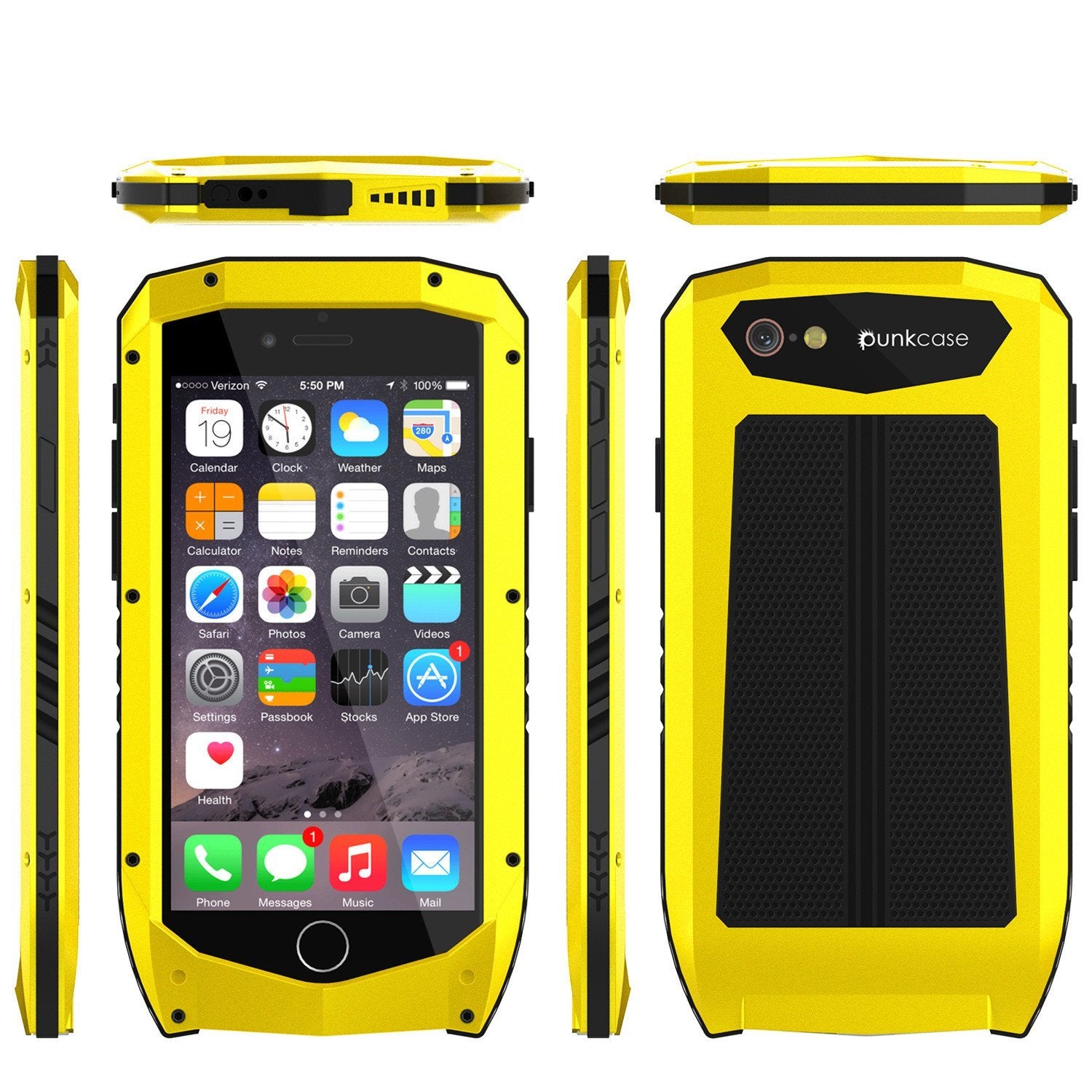 iPhone 6s/6 Case, Punkcase Metallic PRO Neon Series Cover W/ Attached Screen Protector | Touch-ID (Color in image: Black)