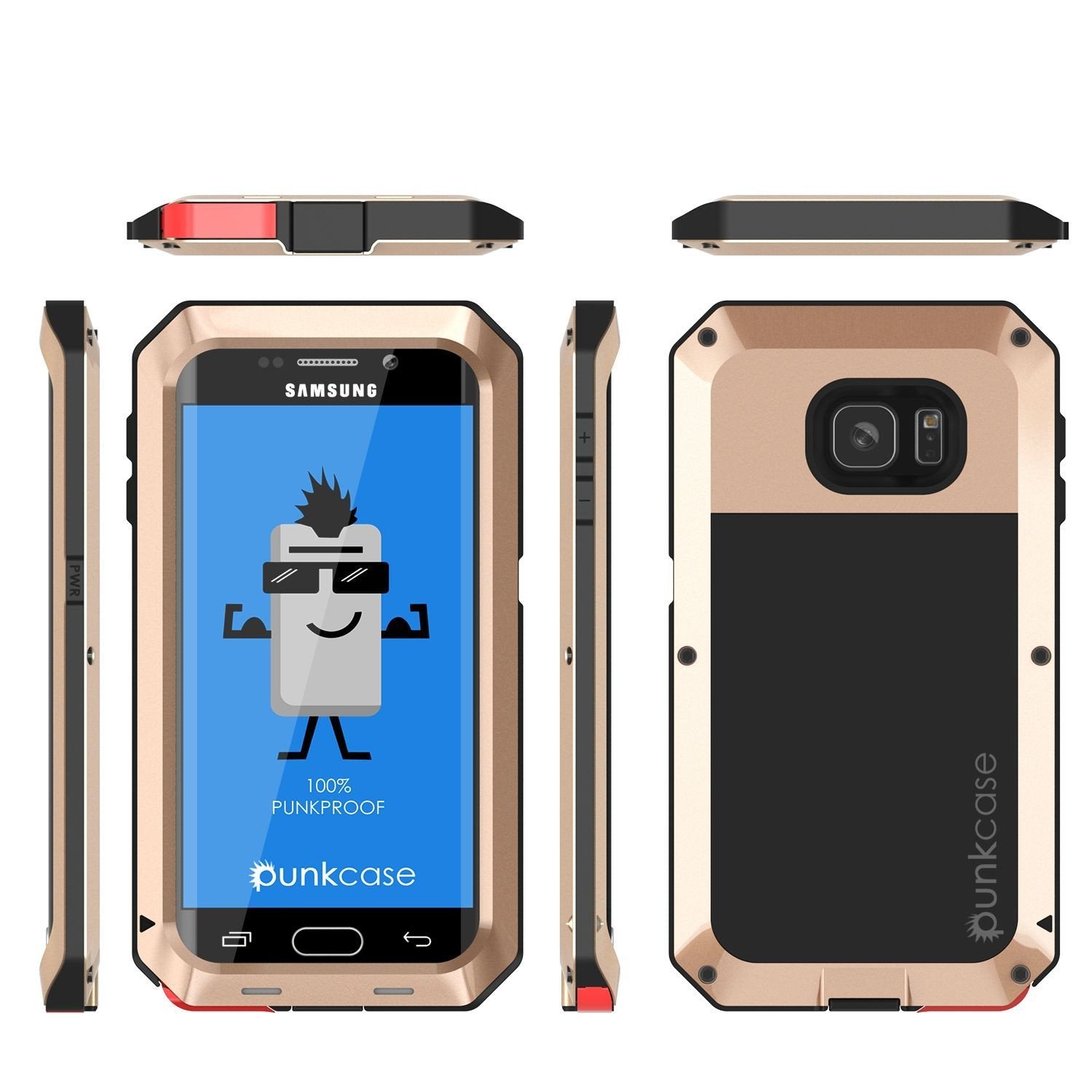 Galaxy S7 EDGE  Case, PUNKcase Metallic Gold Shockproof  Slim Metal Armor Case (Color in image: white)