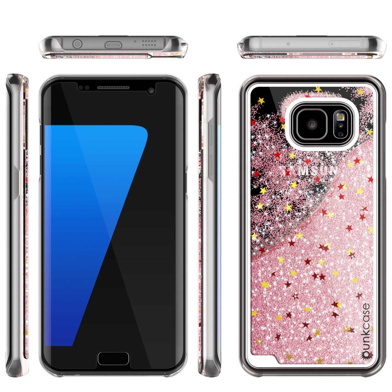 S7 Edge Case, Punkcase [Liquid Rose Series] Protective Dual Layer Floating Glitter Cover with lots of Bling & Sparkle + PunkShield Screen Protector (Color in image: green)