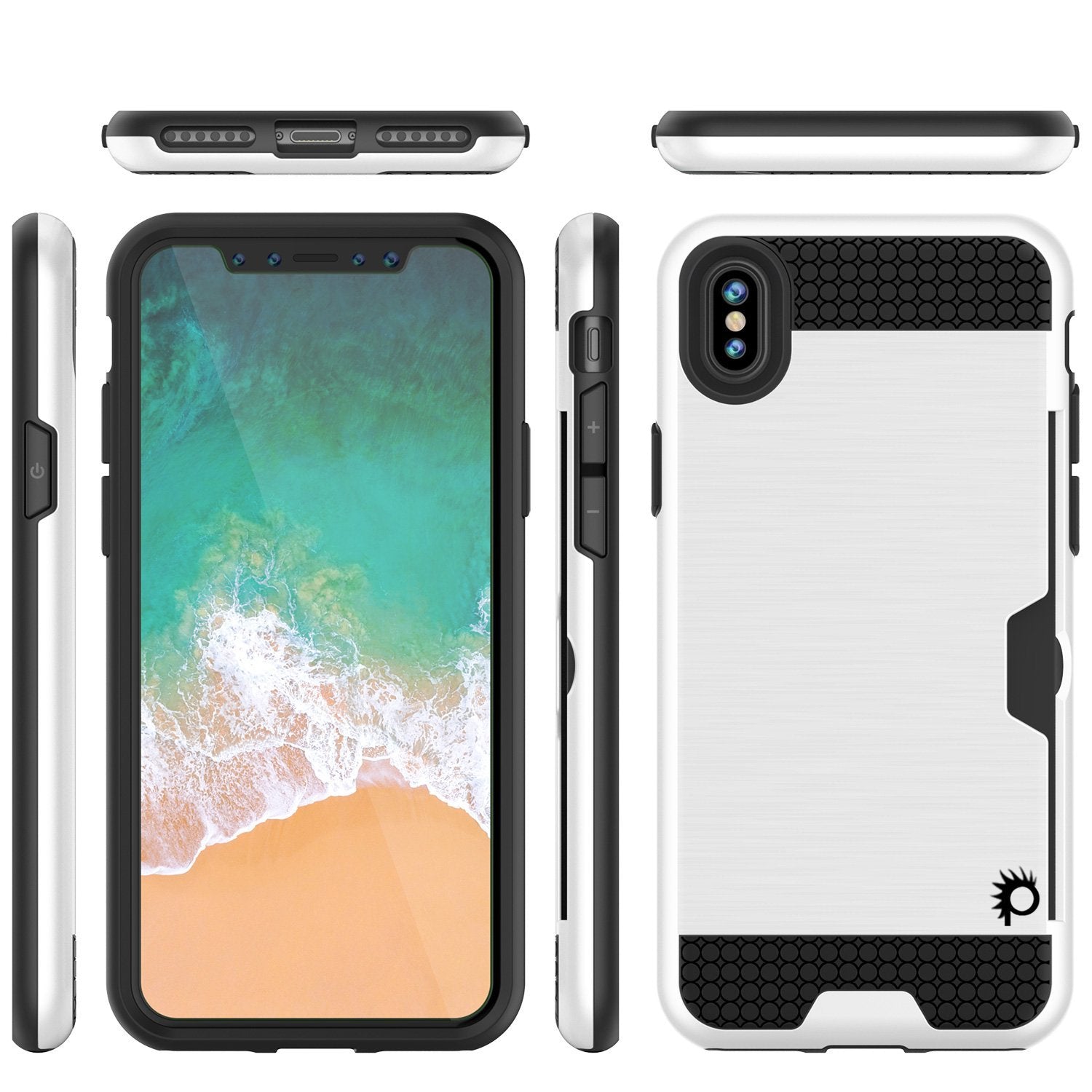 Capa para iPhone X, PUNKcase [Série SLOT] Capa de Armadura de Dupla Camada Ajustada e Vidro Temperado Protetor de Tela PUNKSHIELD para Apple iPhone X [Branco]