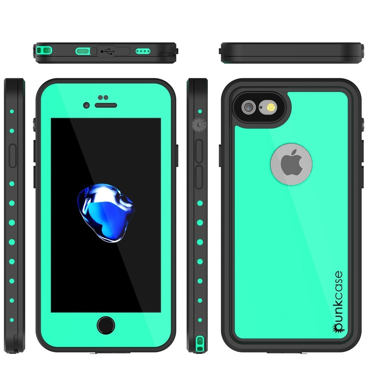 iPhone SE (4.7") Waterproof Case, Punkcase [Teal] [StudStar Series] [Slim Fit] [IP68 Certified]] [Dirtproof] [Snowproof] (Color in image: light green)