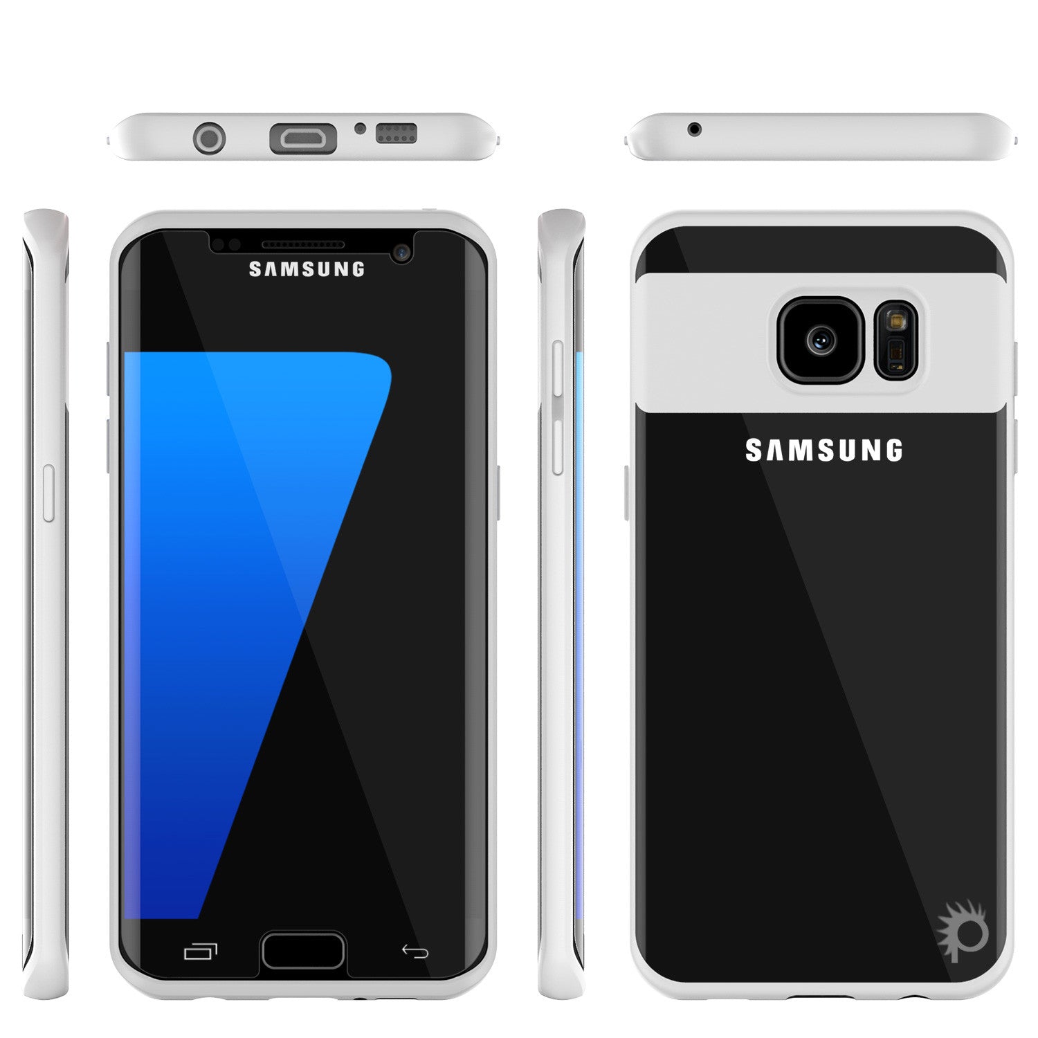 Galaxy S7 Edge Case [MASK Series] [WHITE] Full Body Hybrid Dual Layer TPU Cover W/ Protective PUNKSHIELD Screen Protector (Color in image: navy)