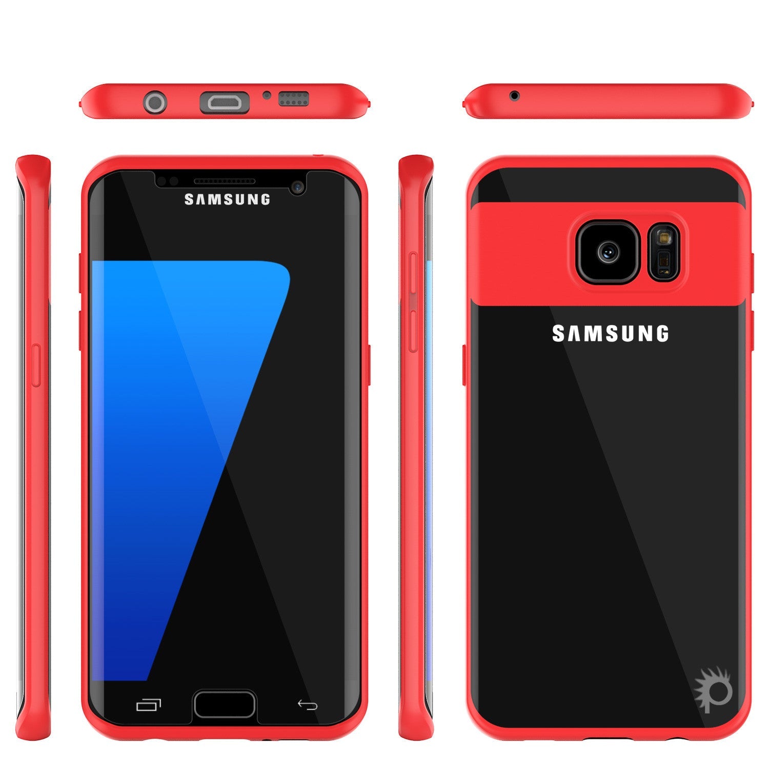 Galaxy S7 Edge Case [MASK Series] [RED] Full Body Hybrid Dual Layer TPU Cover W/ Protective PUNKSHIELD Screen Protector (Color in image: pink)