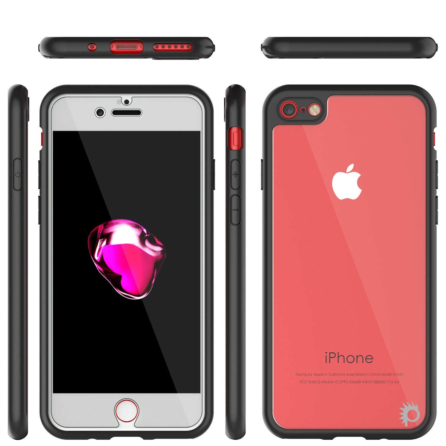 iPhone 8 Case [MASK Series] [BLACK] Full Body Hybrid Dual Layer TPU Cover W/ protective Tempered Glass Screen Protector (Color in image: navy)