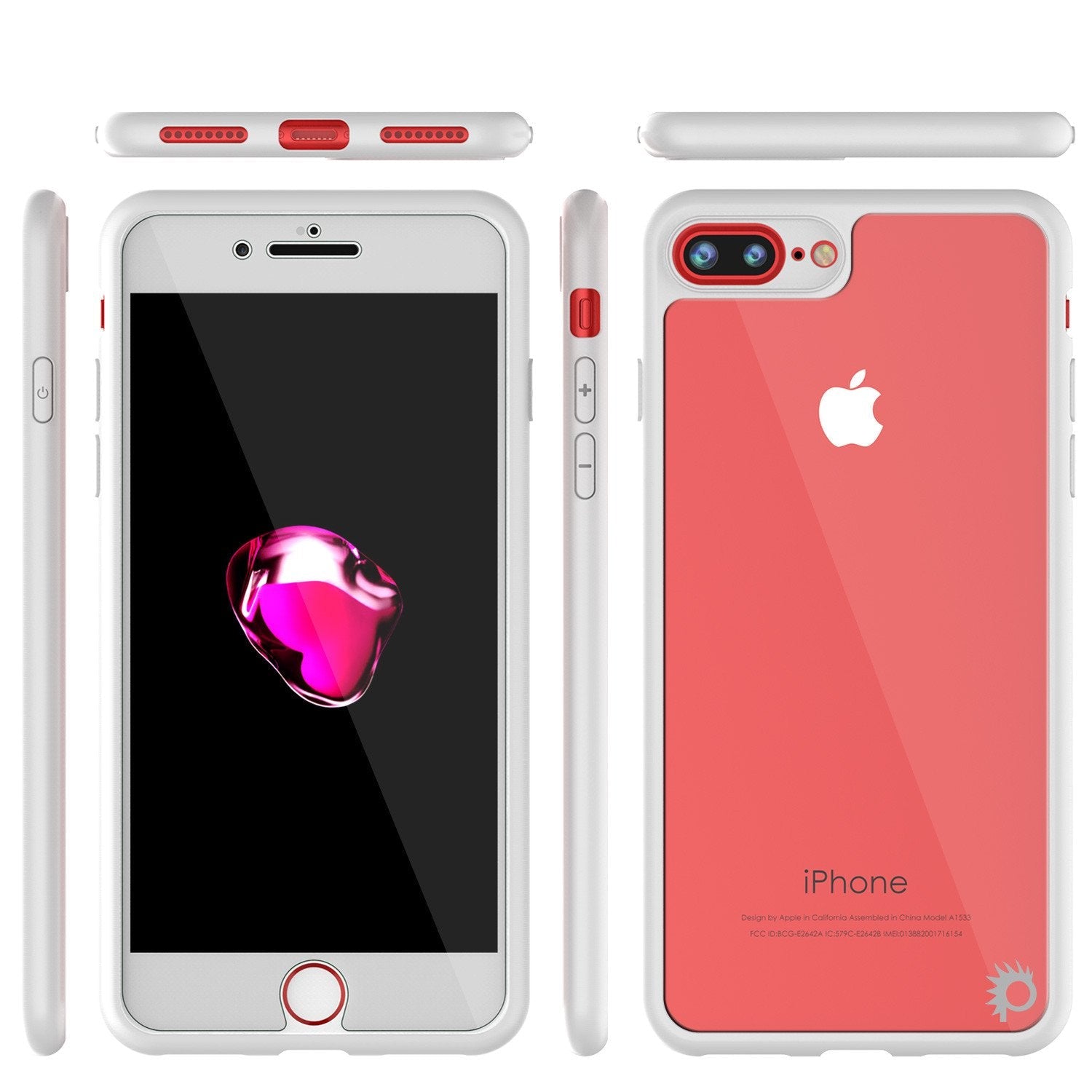 iPhone 8+ Plus Case, Punkcase [MASK Series] [WHITE] Full Body Hybrid Dual Layer TPU Cover W/ protective Tempered Glass Screen Protector (Color in image: navy)