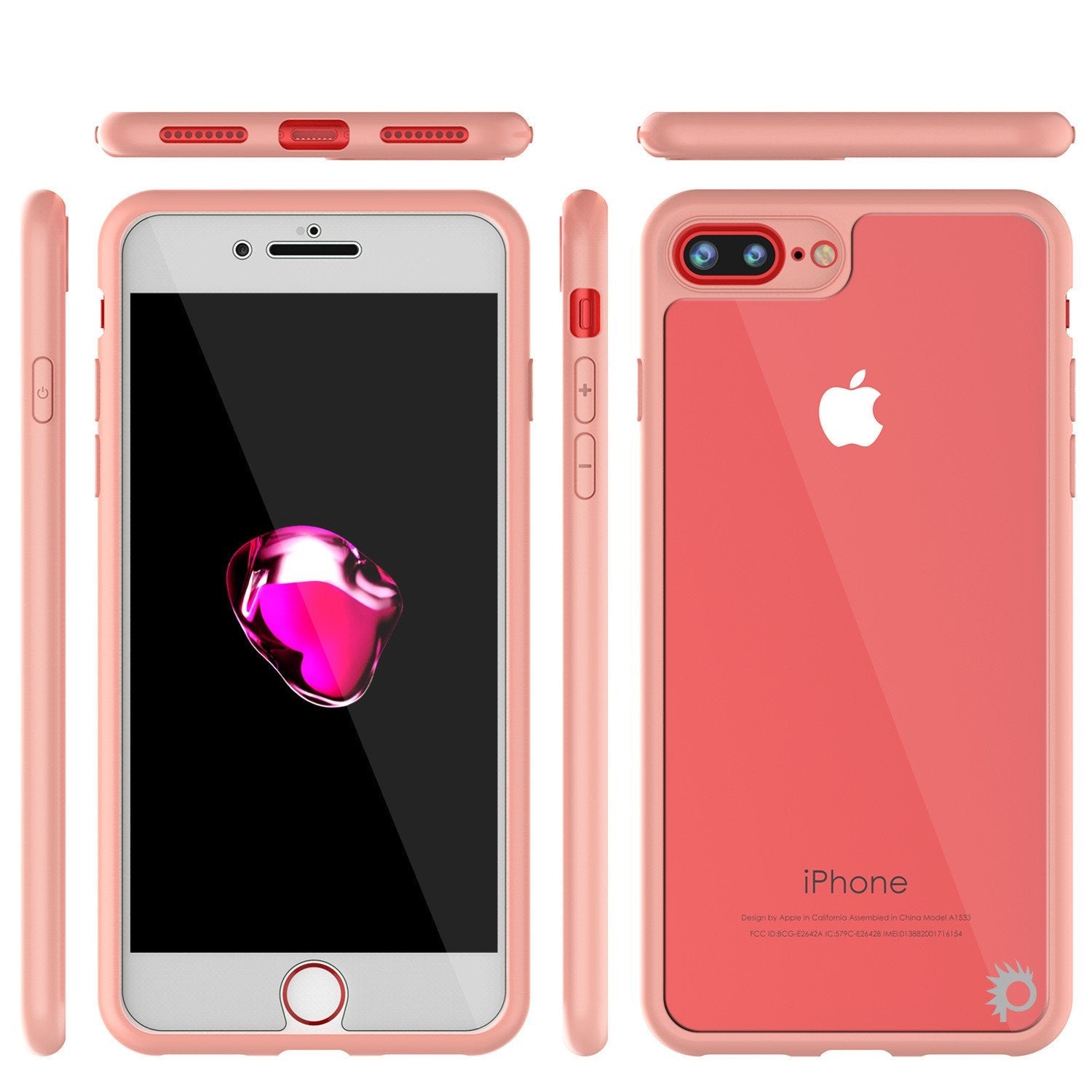 iPhone 8+ Plus Case [MASK Series] [PINK] Full Body Hybrid Dual Layer TPU Cover W/ protective Tempered Glass Screen Protector (Color in image: navy)