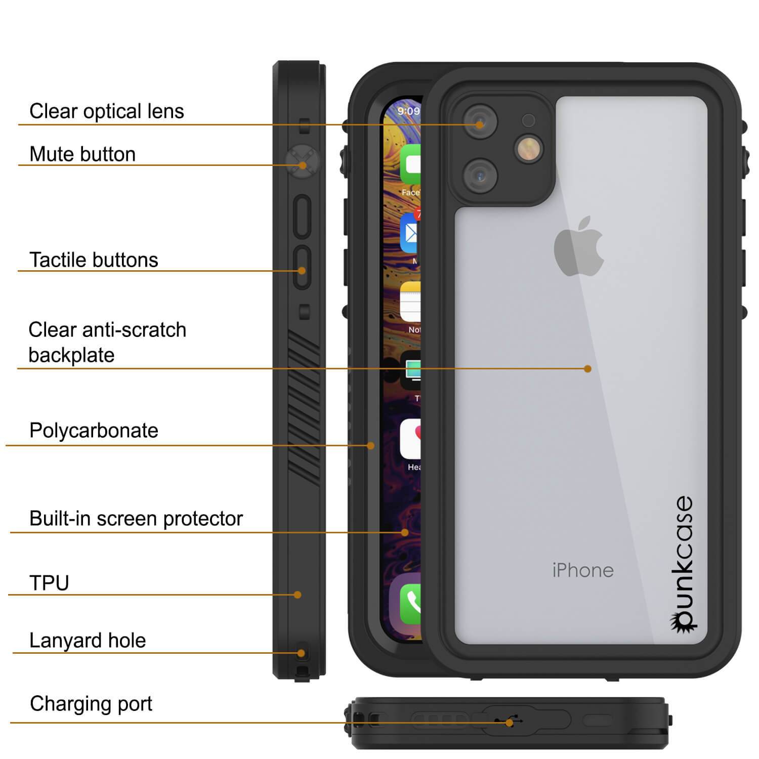 Capa à prova d'água para iPhone 12, Punkcase [Série Extrema] Capa de Armadura com Protetor de Tela Embutido [Preto]