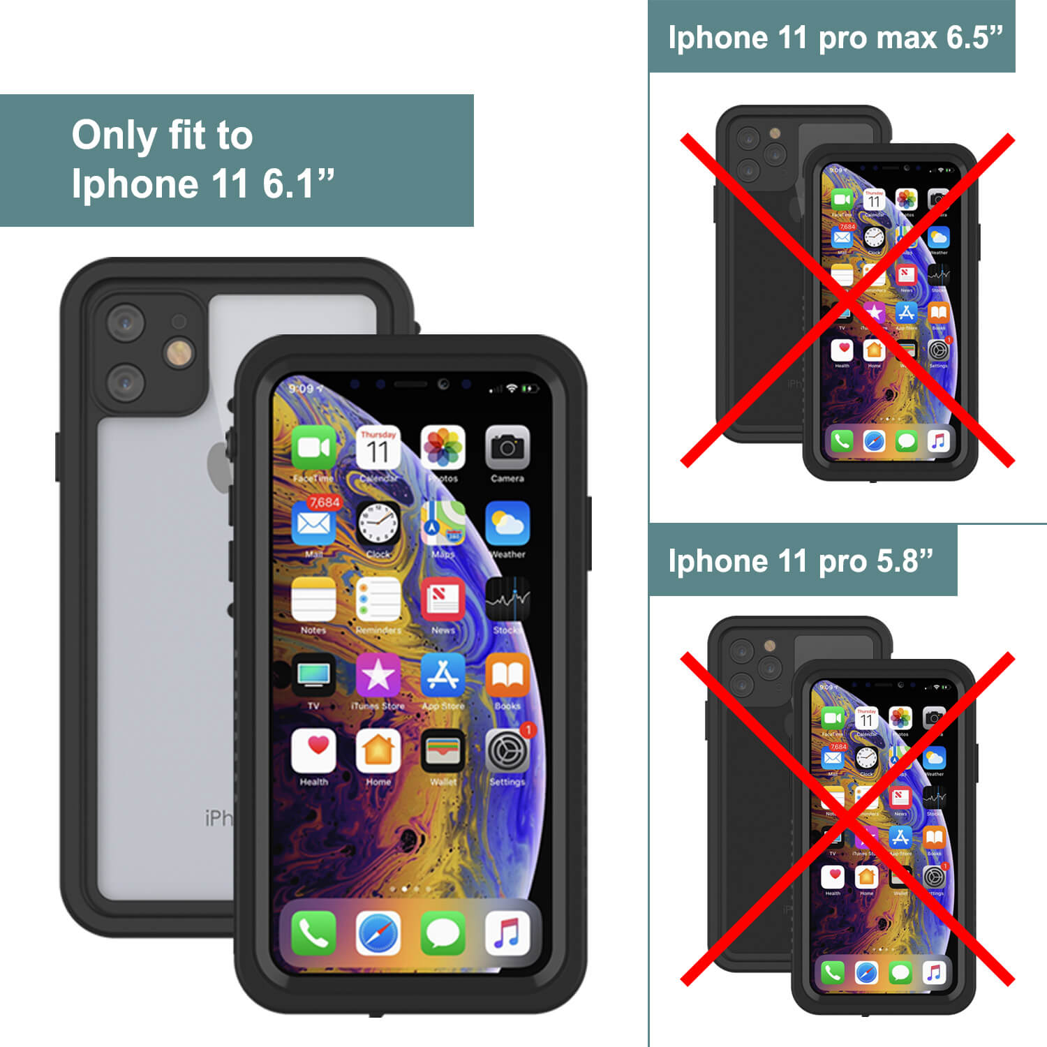 Capa à Prova de Água iPhone 11, Punkcase [Série Extrema] Capa de Armadura com Protetor de Tela Integrado [Preto]