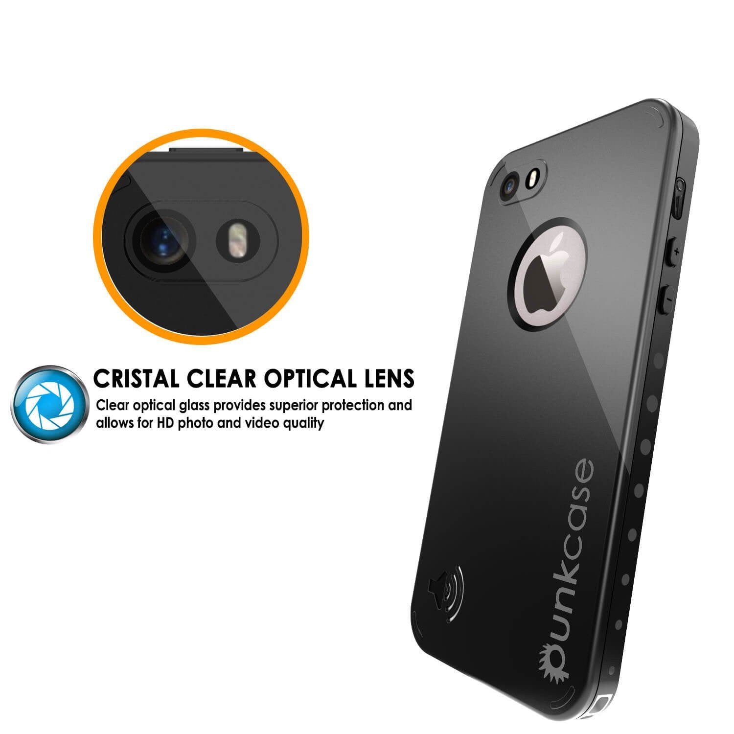 Capa à Prova d'Água para iPhone 5S/5, Case PunkCase StudStar Preto à Prova d'Água/Choque/Sujeira | Garantia Vitalícia