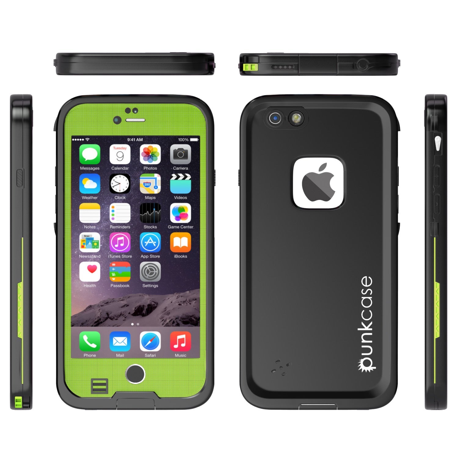 iPhone 6S+/6+ Plus Waterproof Case, Punkcase SpikeStar Light GreenThin Fit 6.6ft Underwater IP68 (Color in image: black)