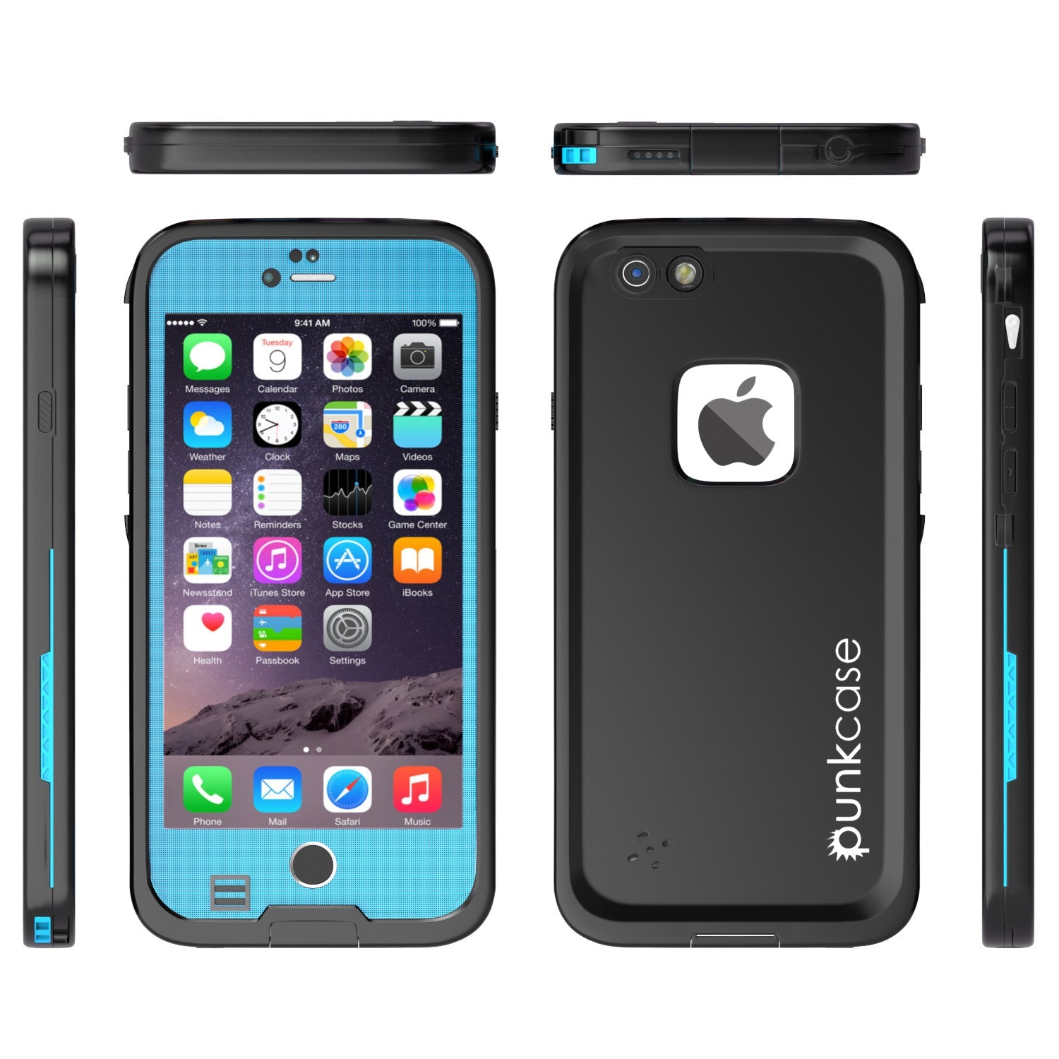 iPhone 6S+/6+ Plus Waterproof Case, Punkcase SpikeStar Light Blue | Thin Fit 6.6ft Underwater IP68 (Color in image: white)
