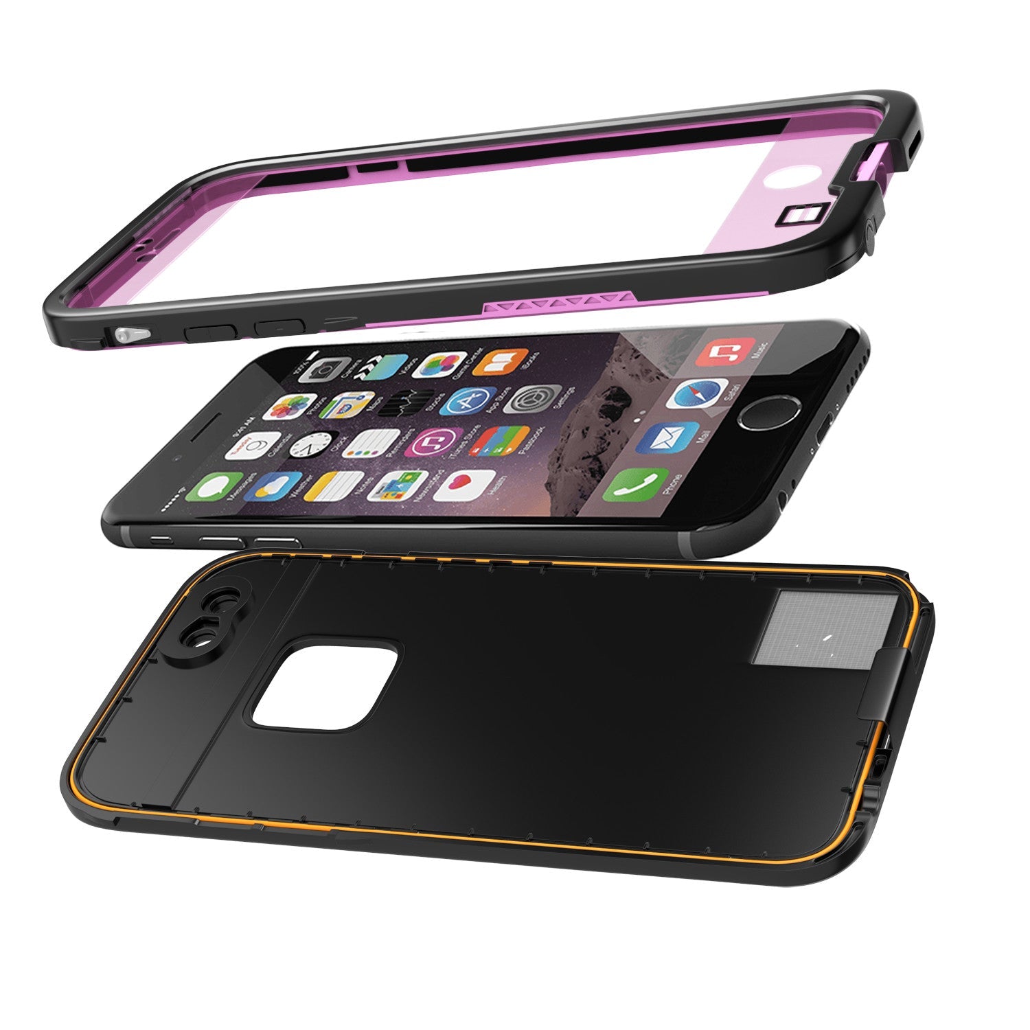 iPhone 6S+/6+ Plus Waterproof Case, Punkcase SpikeStar Pink | Thin Fit 6.6ft Underwater IP68 (Color in image: white)