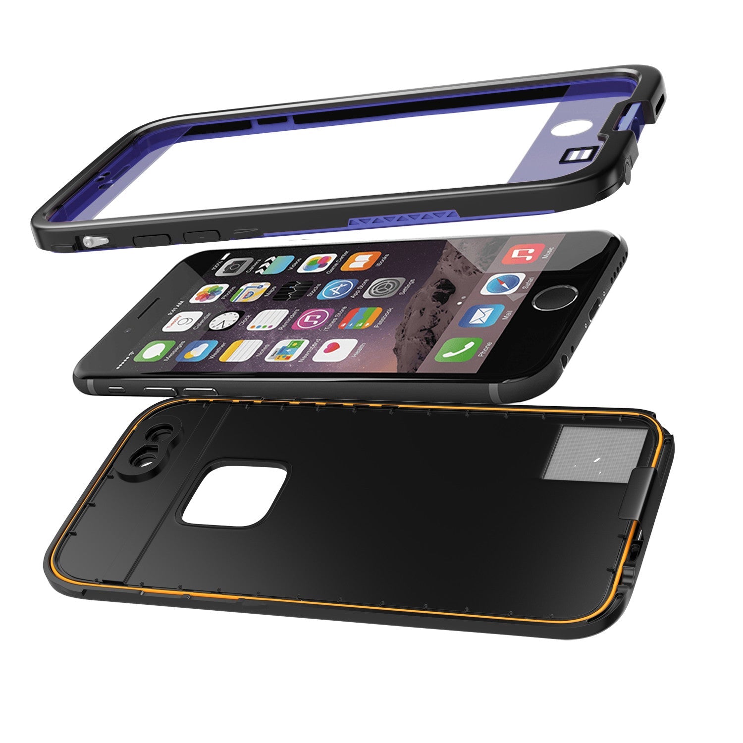 iPhone 6S+/6+ Plus Waterproof Case, Punkcase SpikeStar Purple Thin Fit 6.6ft Underwater IP68 (Color in image: white)