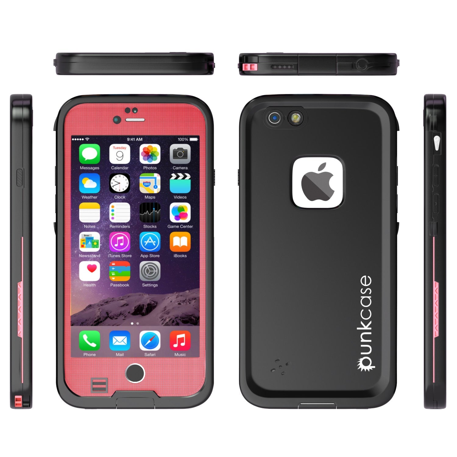 iPhone 6S+/6+ Plus Waterproof Case, Punkcase SpikeStar Red Thin Fit 6.6ft Underwater IP68 | Warranty (Color in image: black)