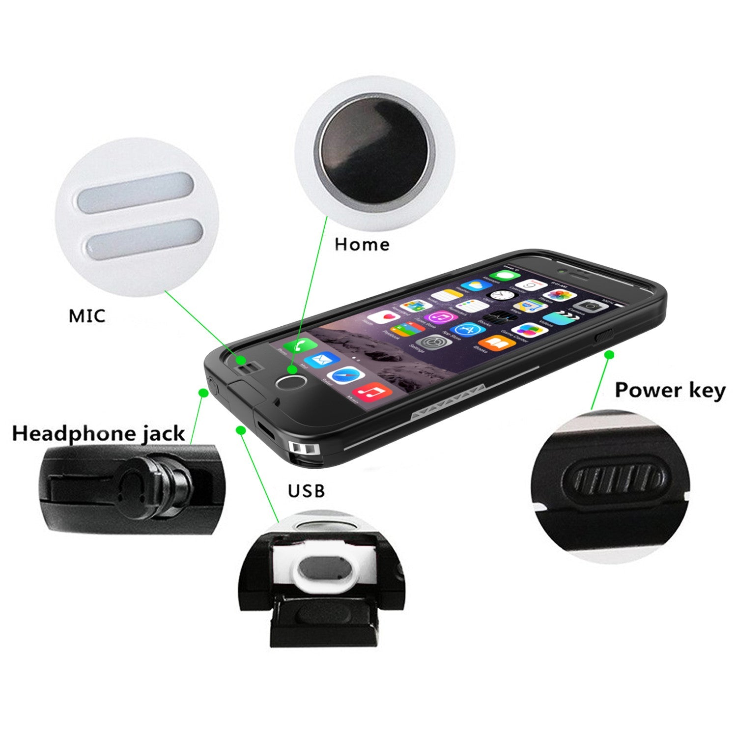 iPhone 6S/6 Waterproof Case, Punkcase SpikeStar Black | Thin Fit 6.6ft Underwater IP68 | Warranty (Color in image: teal)