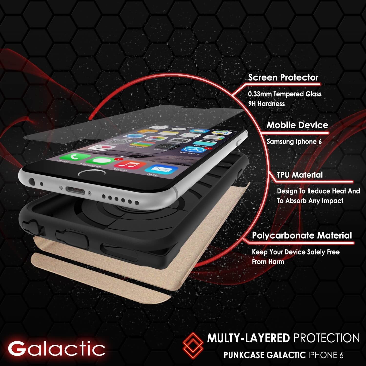 Capa iPhone 5s/5/SE PunkCase da Série Galactic Gold Slim com Vidro Temperado | Garantia Vitalícia