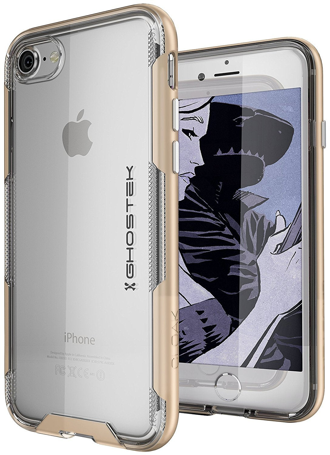 Capa iPhone 8, Capa da Série Ghostek Cloak 3 para iPhone 8 Capa Protetora Transparente [OURO]